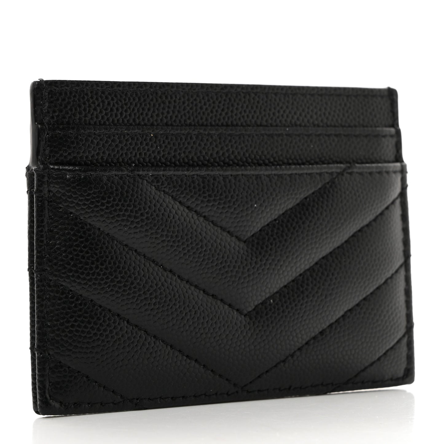 Grain De Poudre Matelasse Chevron Monogram Credit Card Case Black