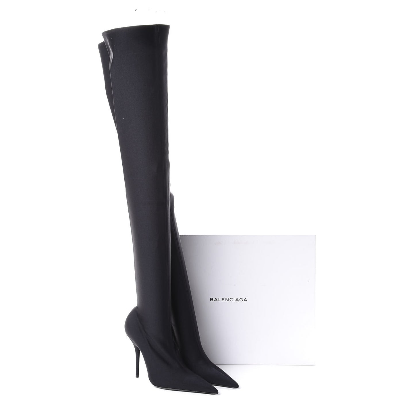 Spandex Pointed Toe Knife Thigh High Boots 38 Black