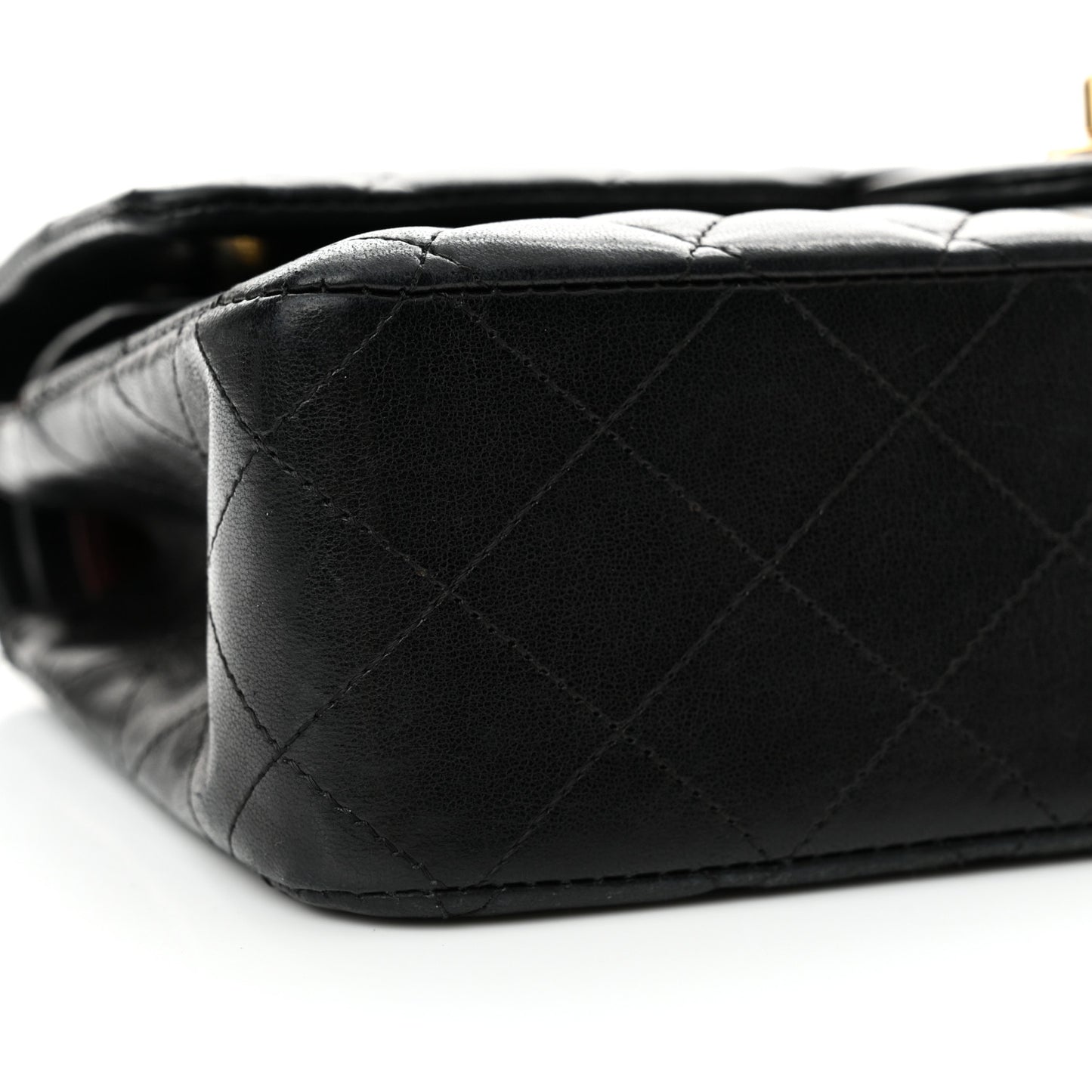 Lambskin Quilted Medium Double Flap Black