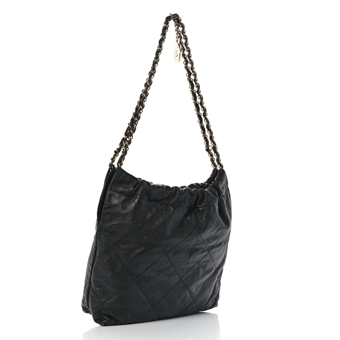 Shiny Calfskin Quilted Small Chanel 22 Black