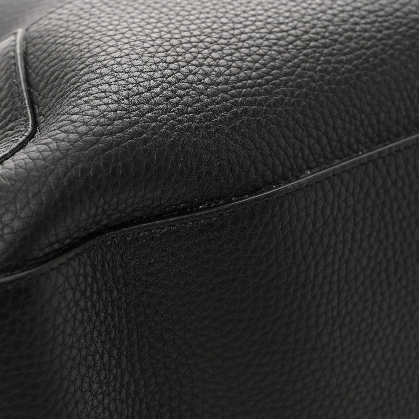 Grained Calfskin Medium Edge Tote Black