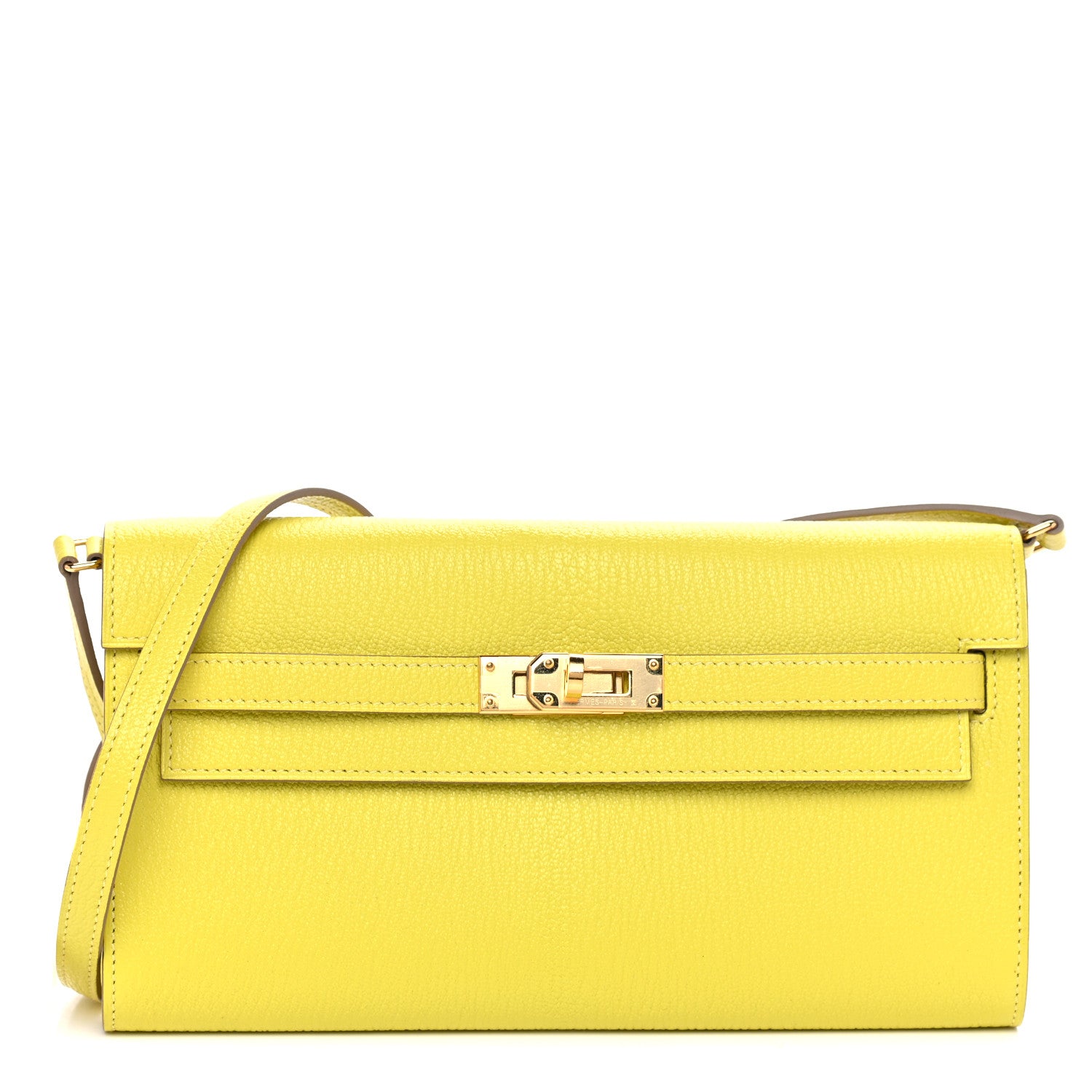 Hermes Chevre Mysore Kelly Wallet To Go Lime 1 of 11