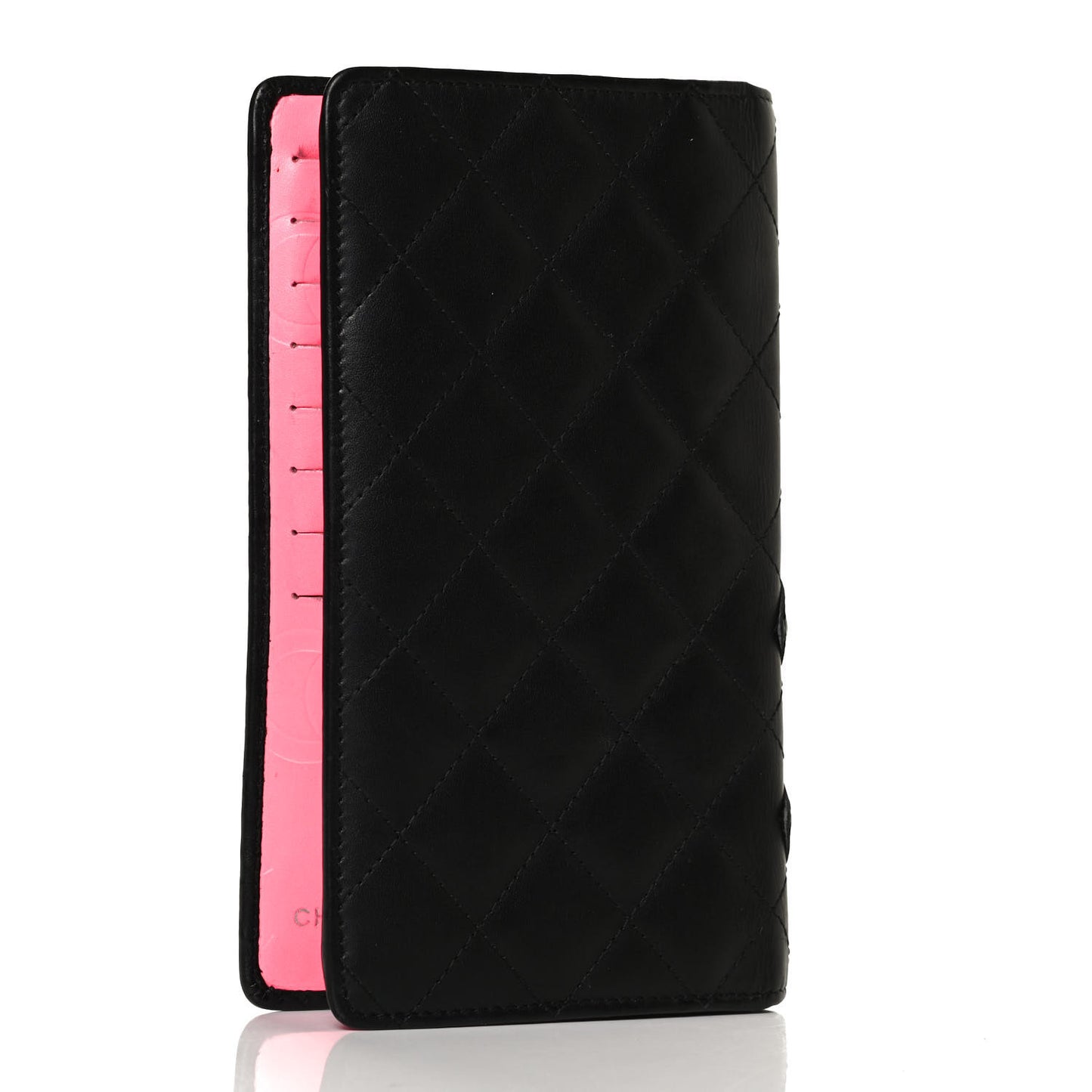 Calfskin Quilted Cambon Yen Wallet Black