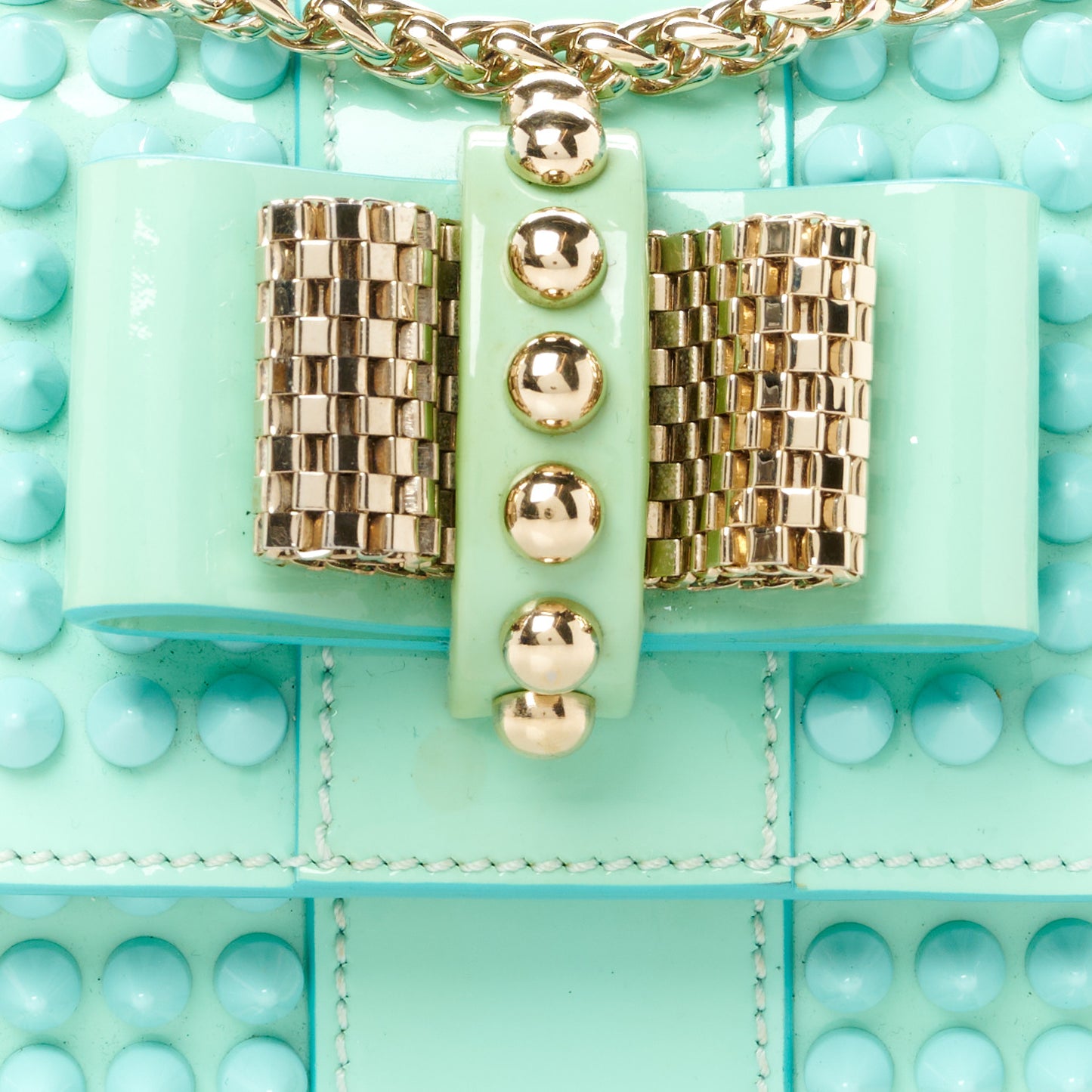 Patent Spiked Sweety Charity Crossbody Bag Opaline