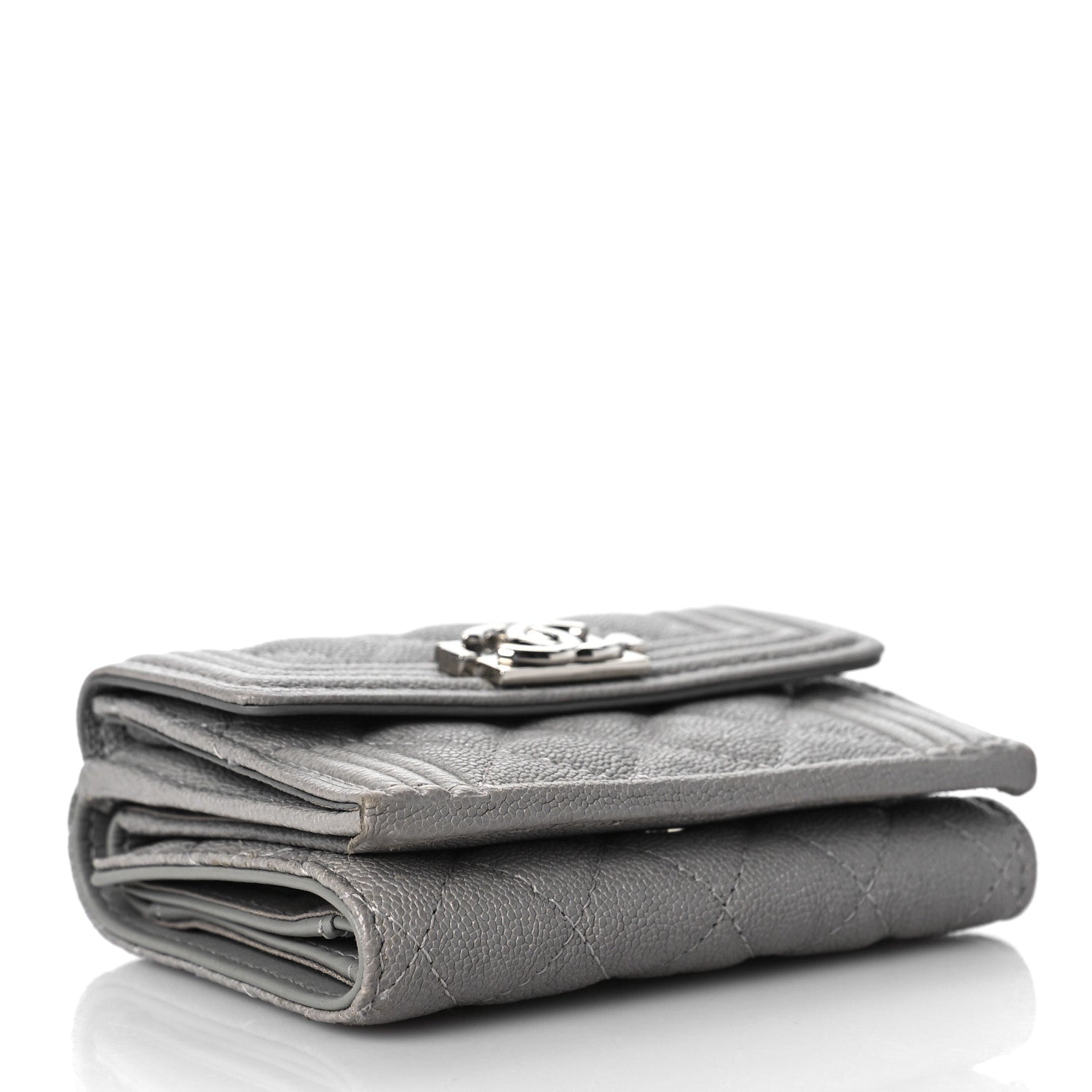 Chanel Caviar Quilted Small Boy Flap Wallet Grey 4 of 11