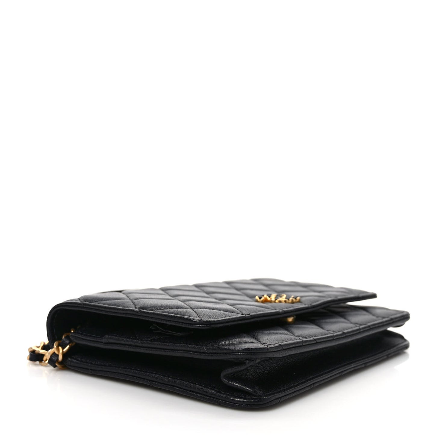 Lambskin Quilted Infinity Wallet On Chain WOC Black