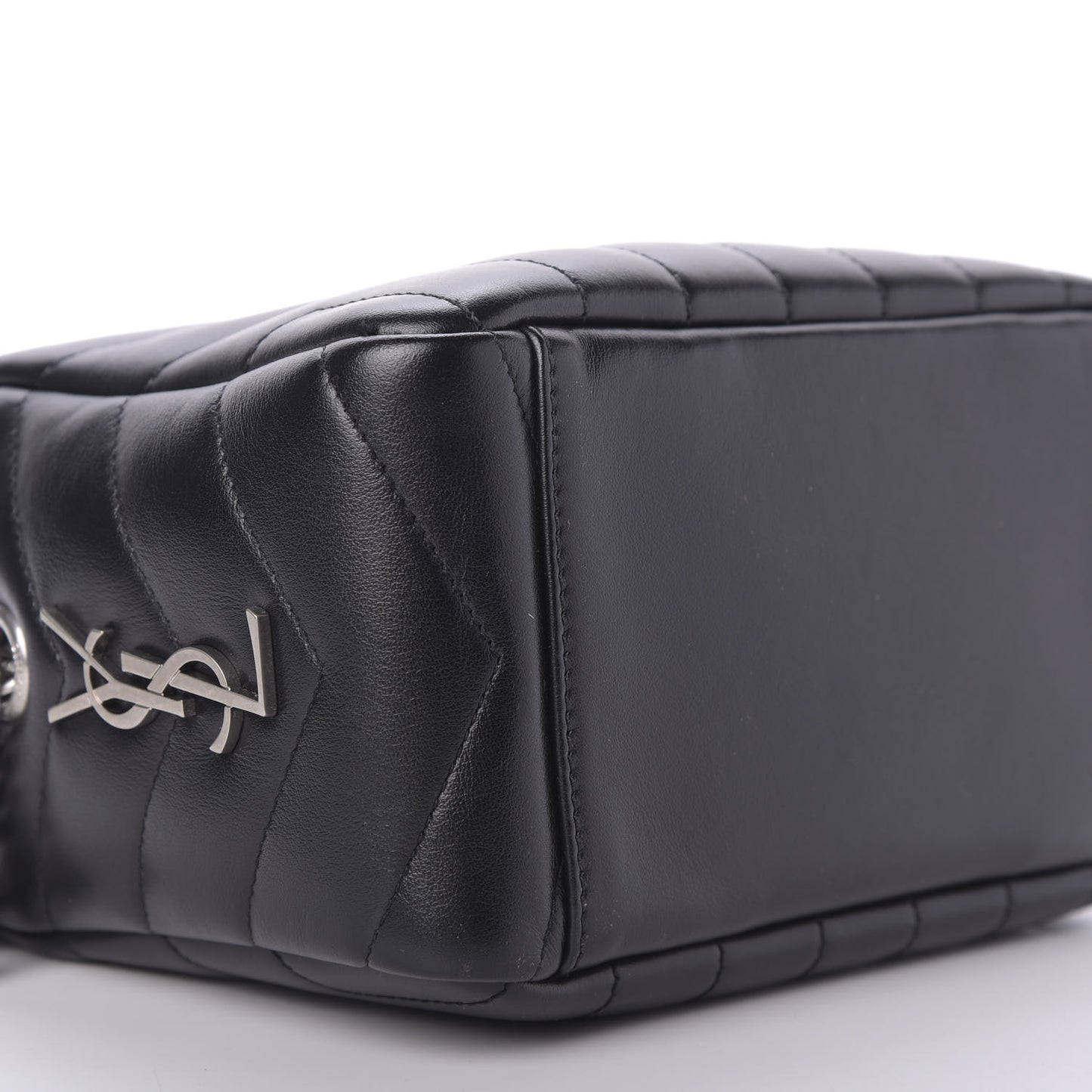 Calfskin Y Quilted Monogram Small Loulou Bowling Bag Black