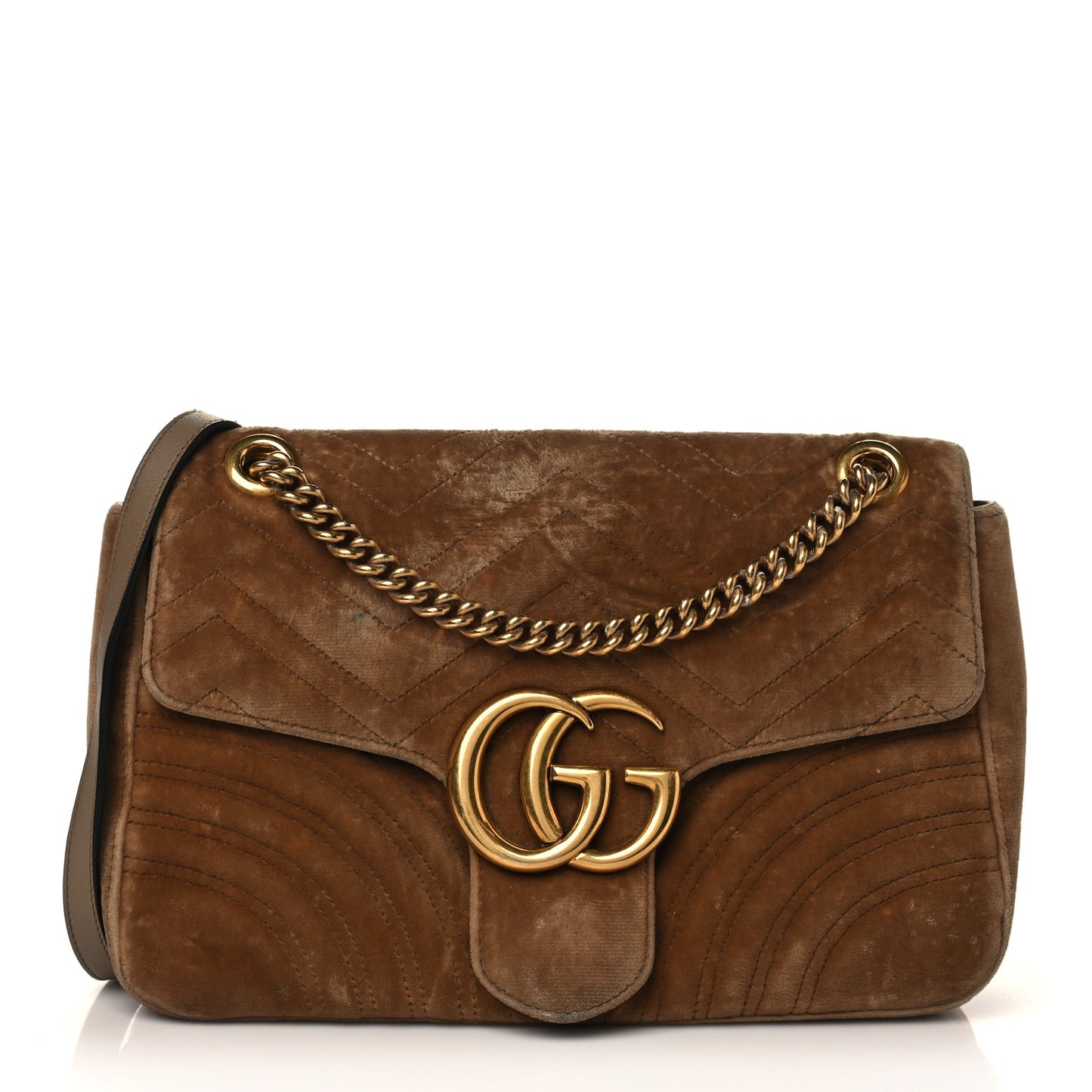 Velvet Matelasse Medium GG Marmont Shoulder Bag Taupe