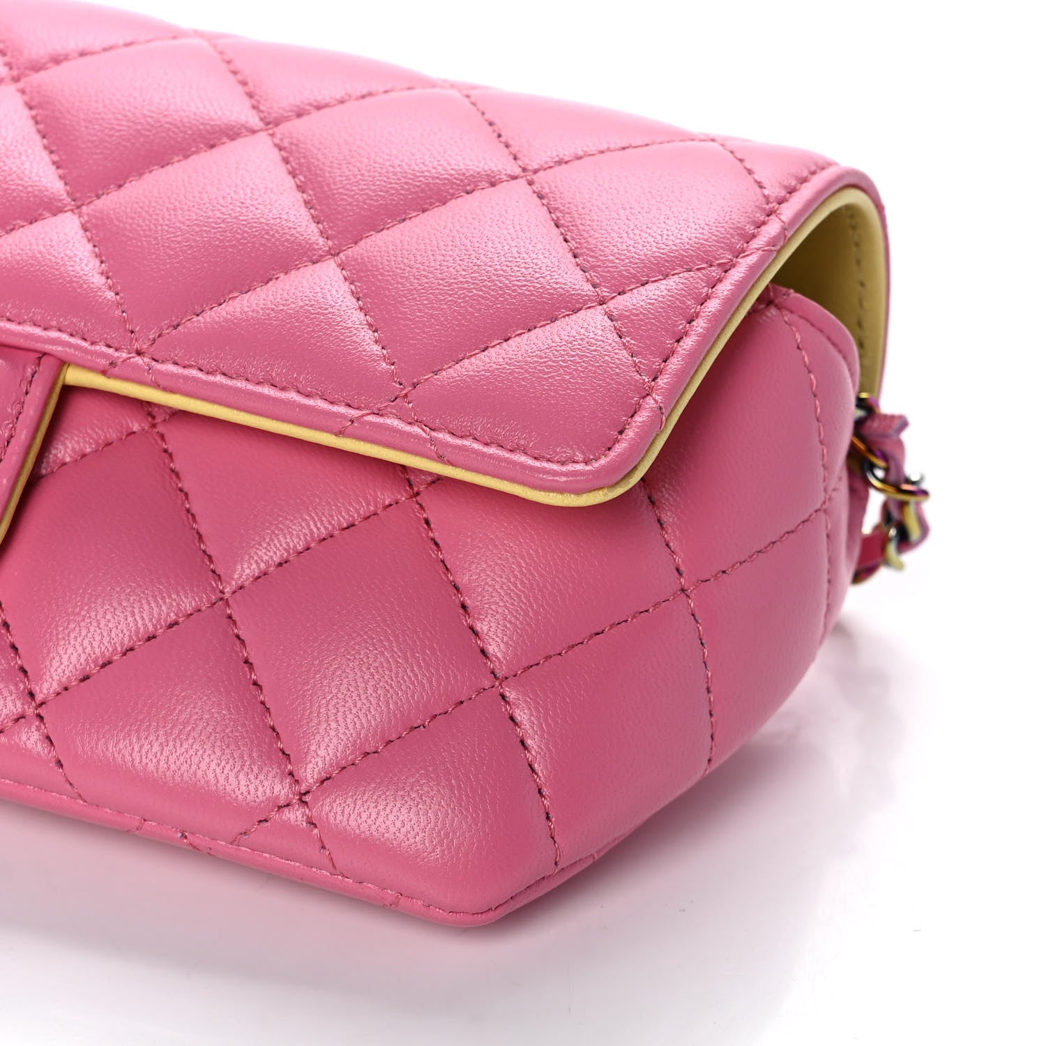 Chanel Lambskin Quilted Glasses Case With Chain Pink Yellow 10 of 12