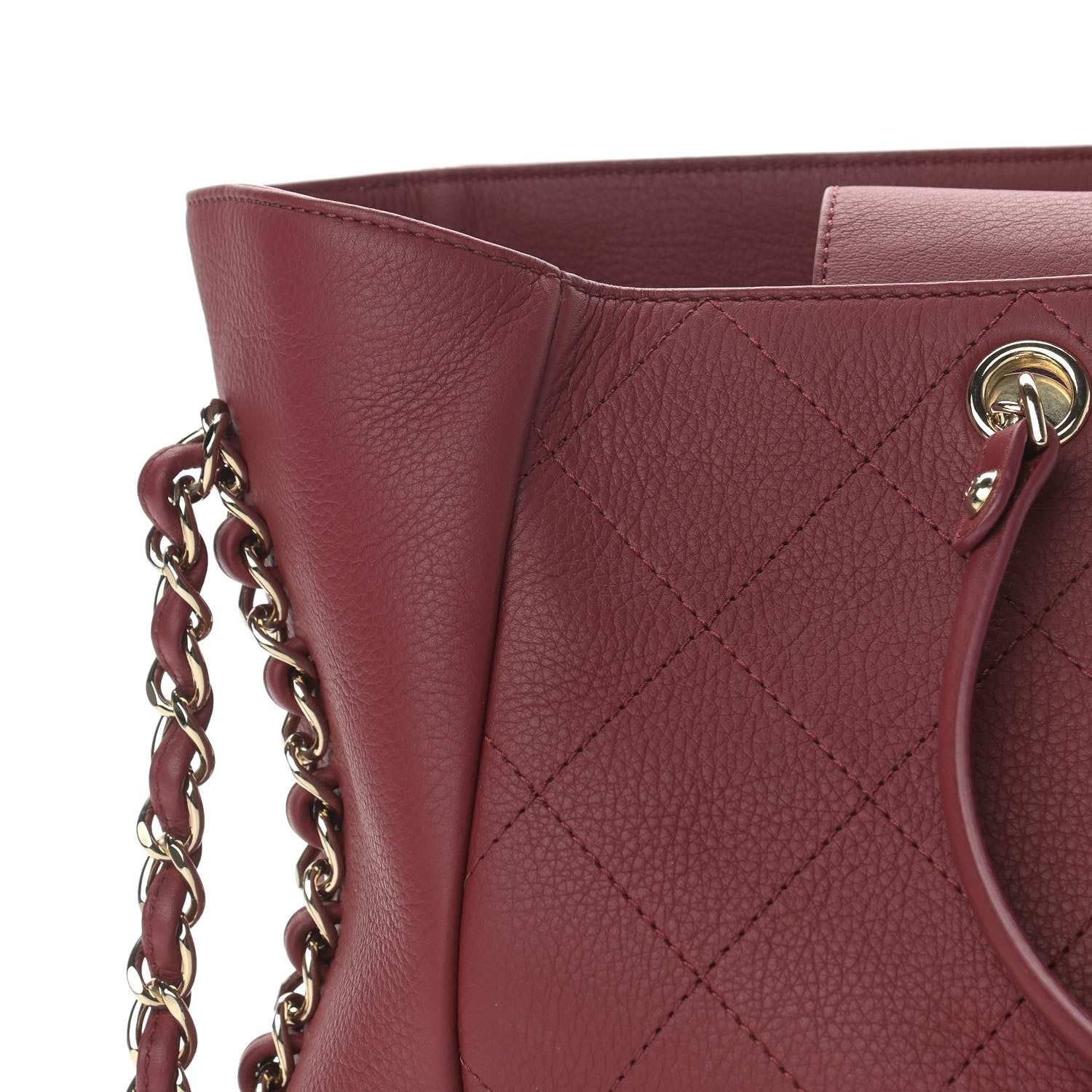 Chanel Bullskin Stitched Medium Shopping Bag Burgundy 13 of 15
