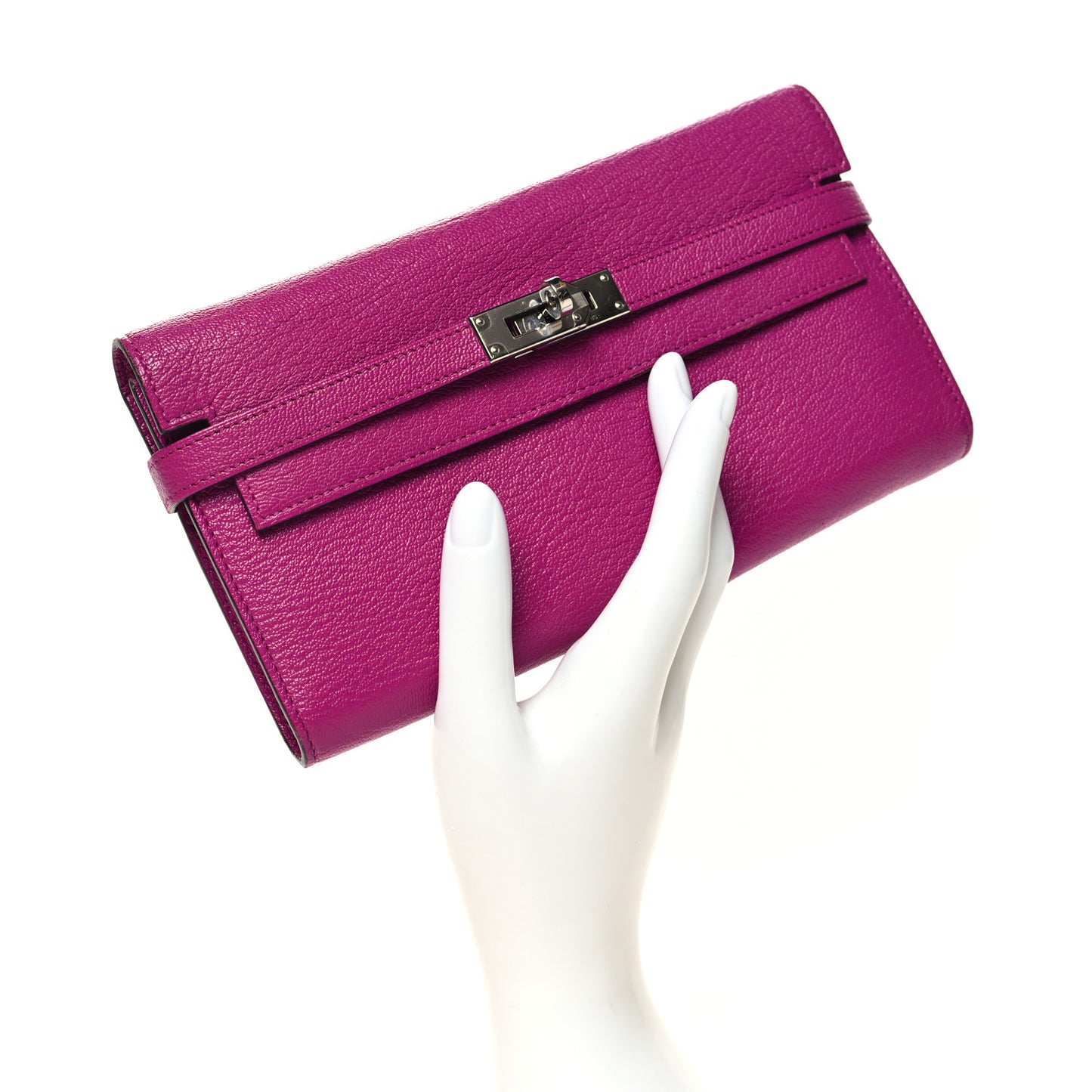 Chevre Mysore Kelly Longue Wallet Rose Pourpre