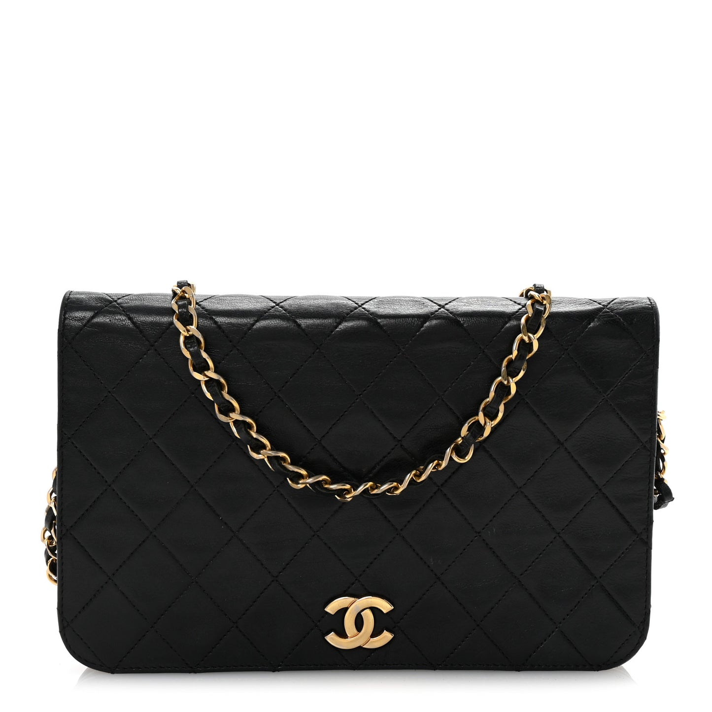Lambskin Quilted Small Single Flap Bag Black