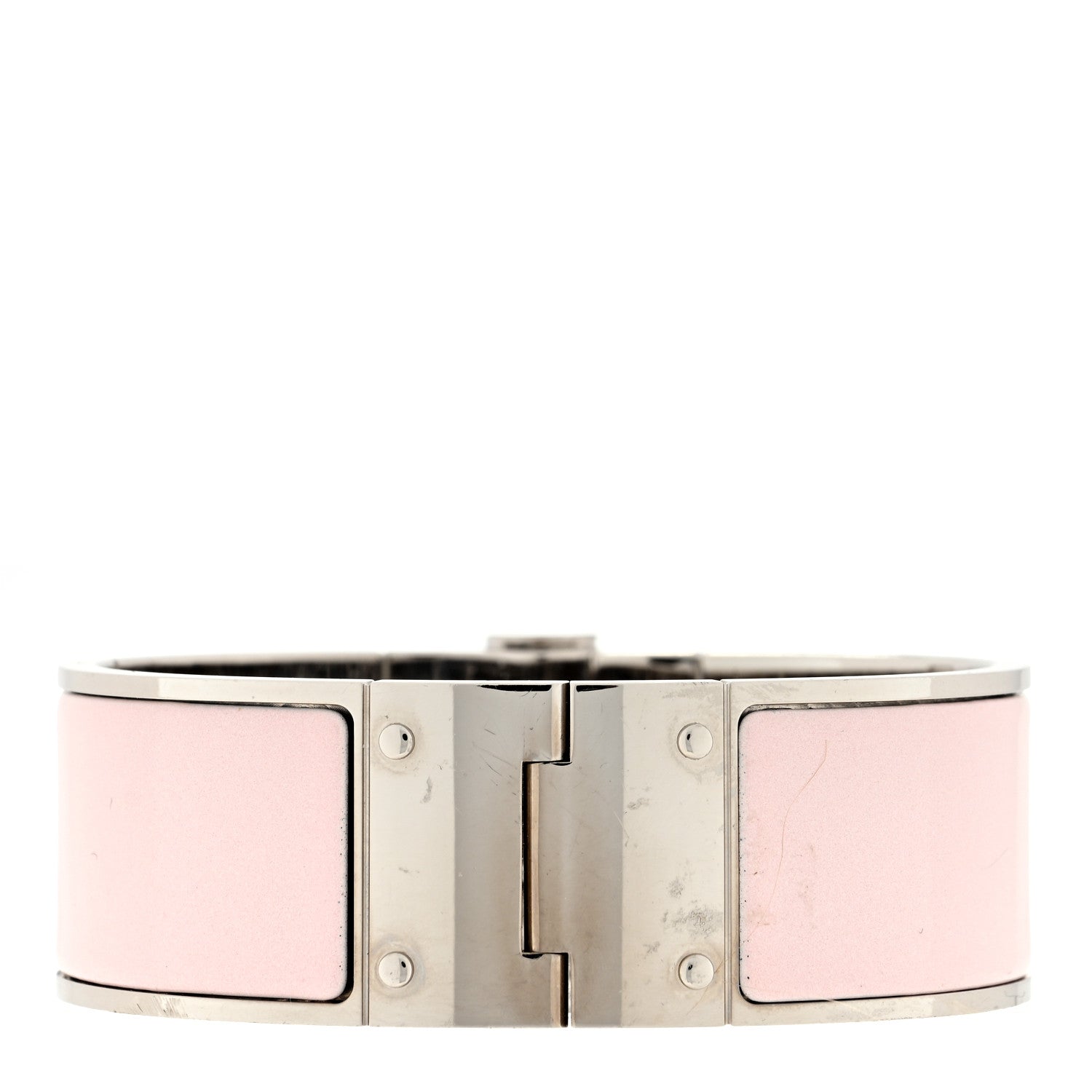Hermes Enamel Charniere Uni Wide Hinged Bracelet S Rose Candeur 2 of 4