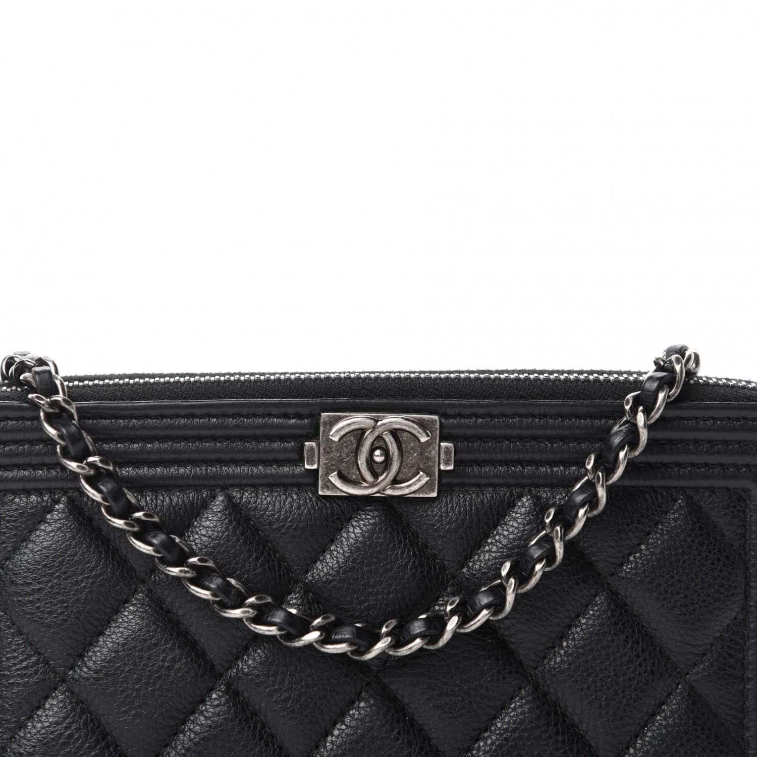 Chanel Calfskin Quilted Small Boy Clutch With Chain Black 11 of 11