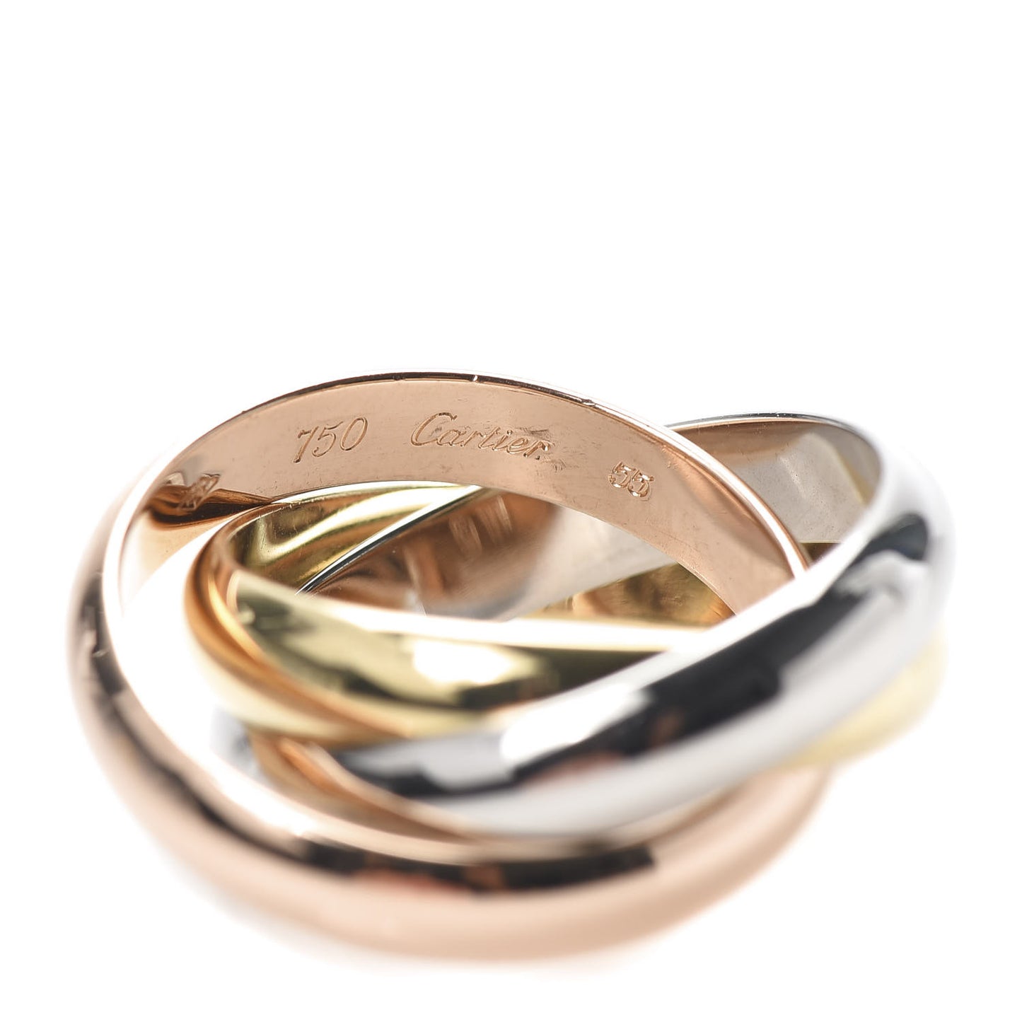 18K Pink Yellow White Gold Large Trinity Ring 55 7.25