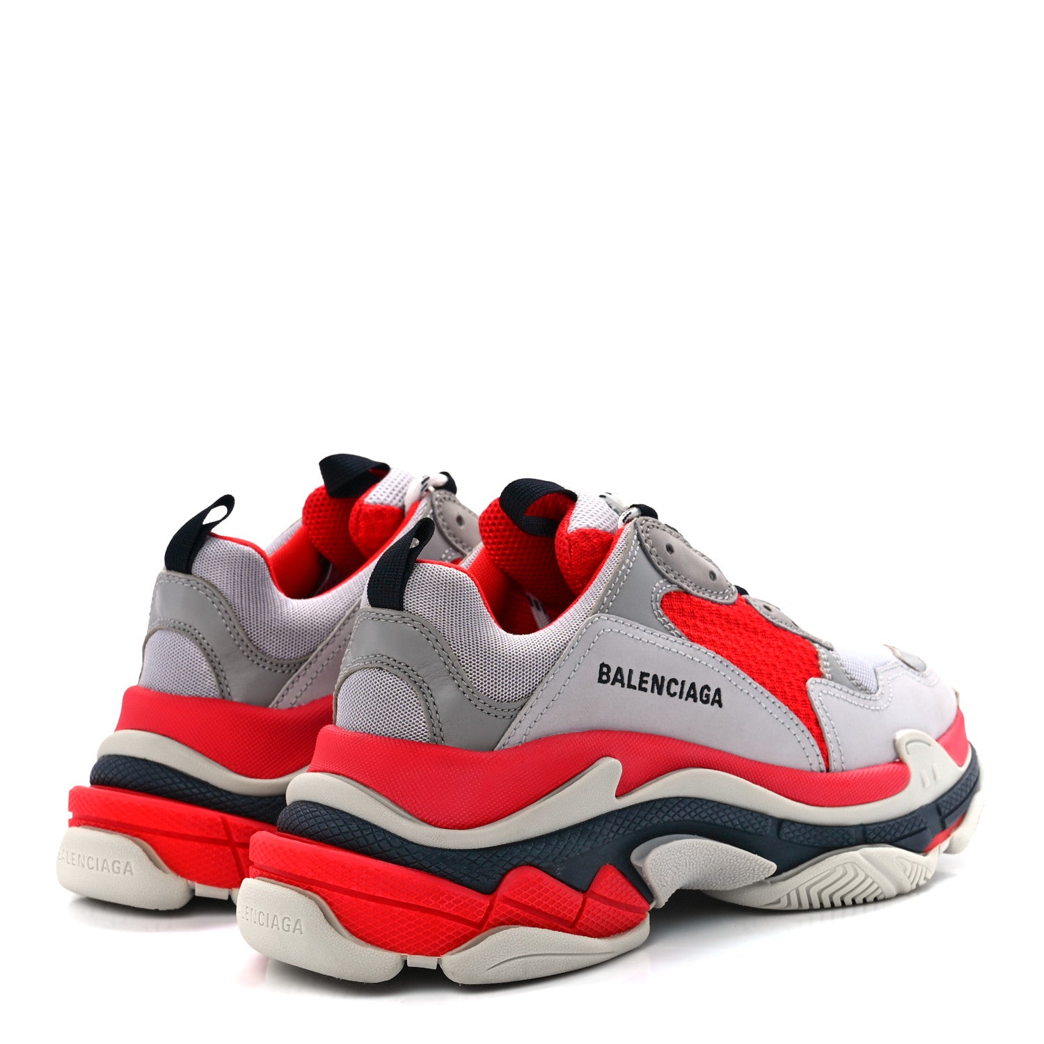 Balenciaga Fabric Mesh Womens Triple S Sneakers 40 Red Grey White 4 of 9