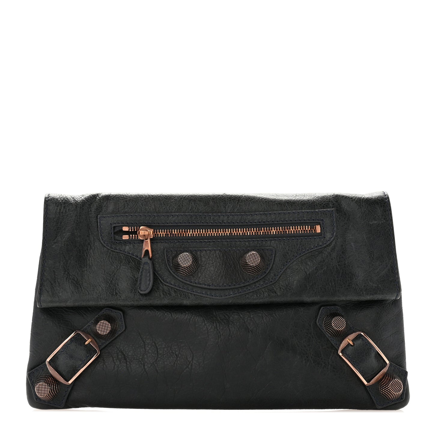Agneau Giant 21 Rose Gold Hardware Envelope Clutch Anthracite