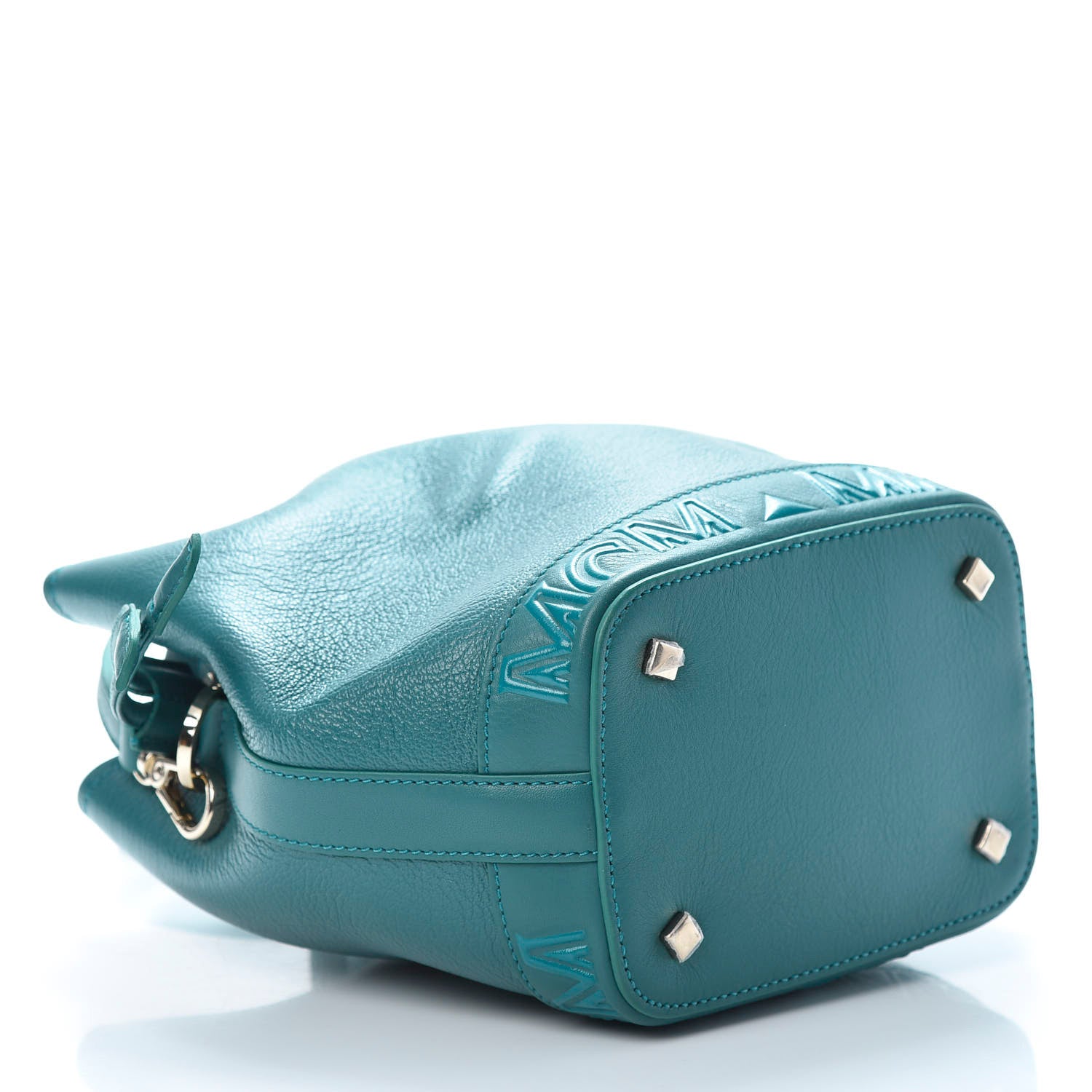 MCM Goatskin Milano Drawstring Mini Bag Deep Lagoon 4 of 11