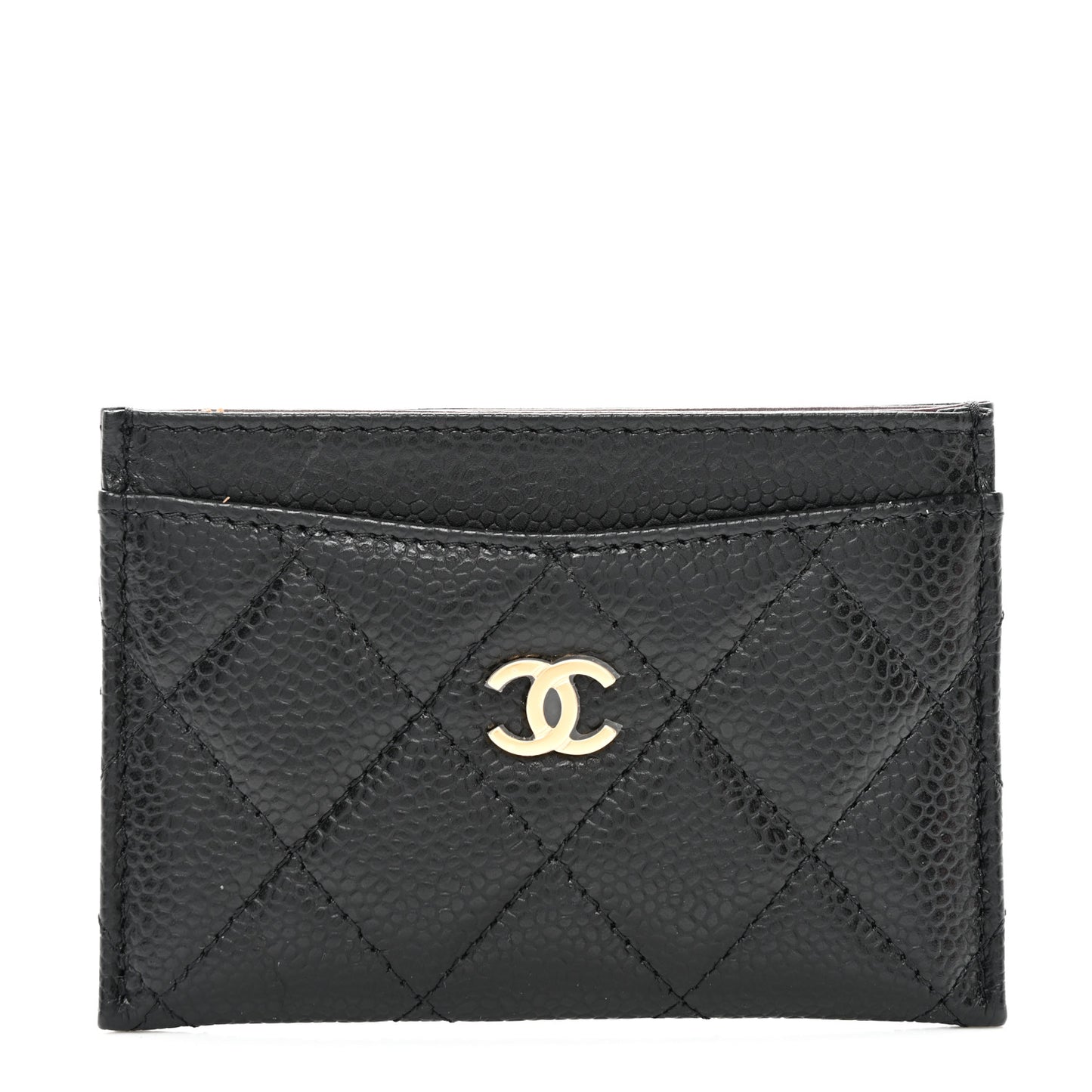 Caviar Quilted Card Holder Black