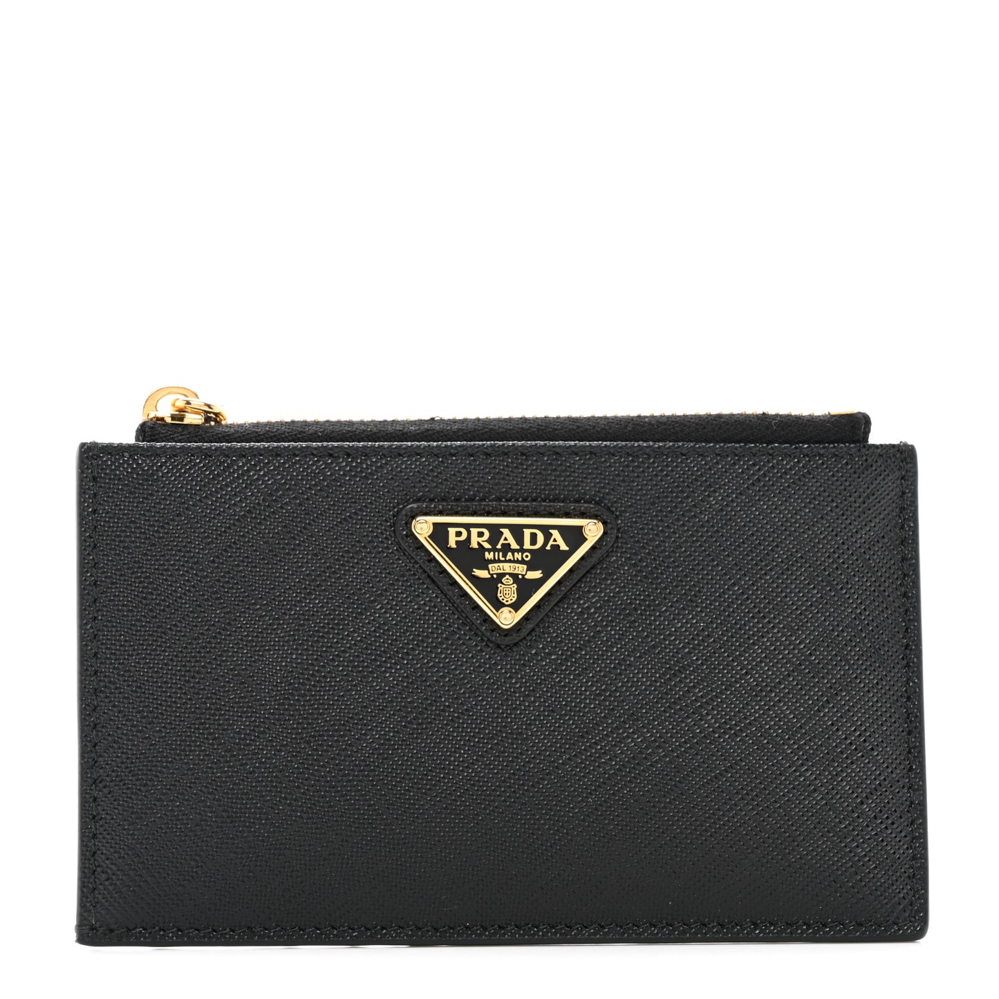 Saffiano Triangle Zip Card Holder Black
