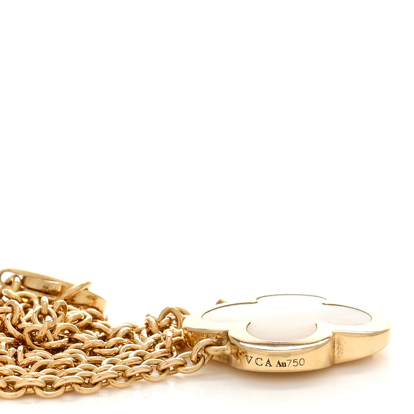 18K Yellow Gold Mother of Pearl Pure Alhambra Pendant Necklace