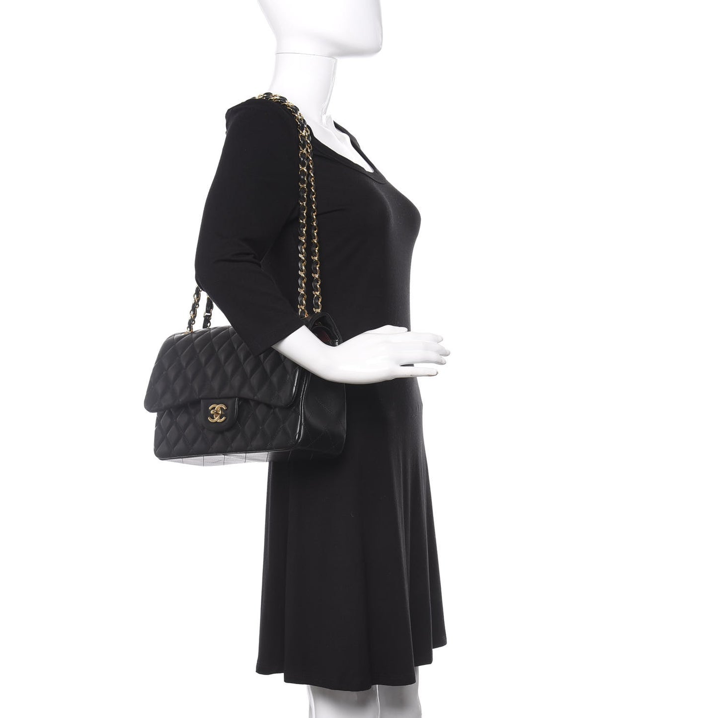 Lambskin Quilted Jumbo Double Flap Black