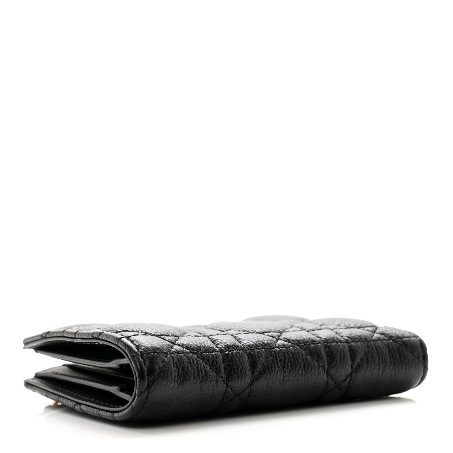 Grained Calfskin Supple Cannage Caro Dahlia Wallet Black