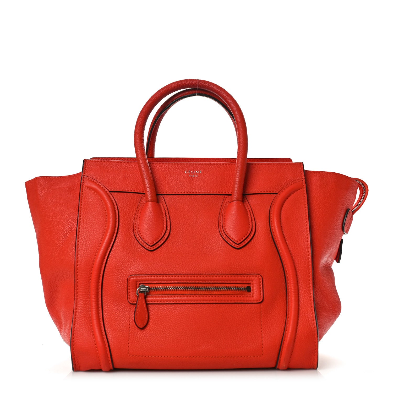 Celine Drummed Calfskin Mini Luggage Coquelicot 1 of 11
