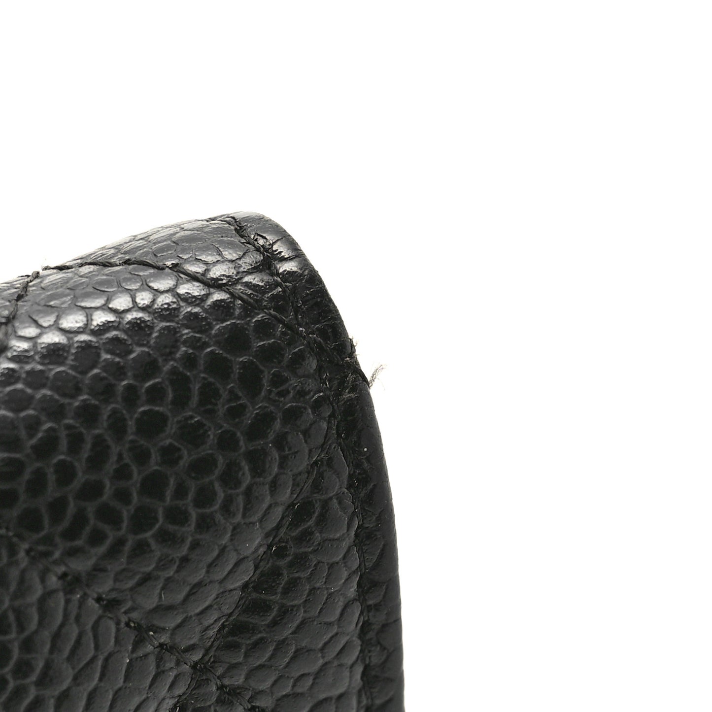 Caviar Quilted Flap Card Holder Black