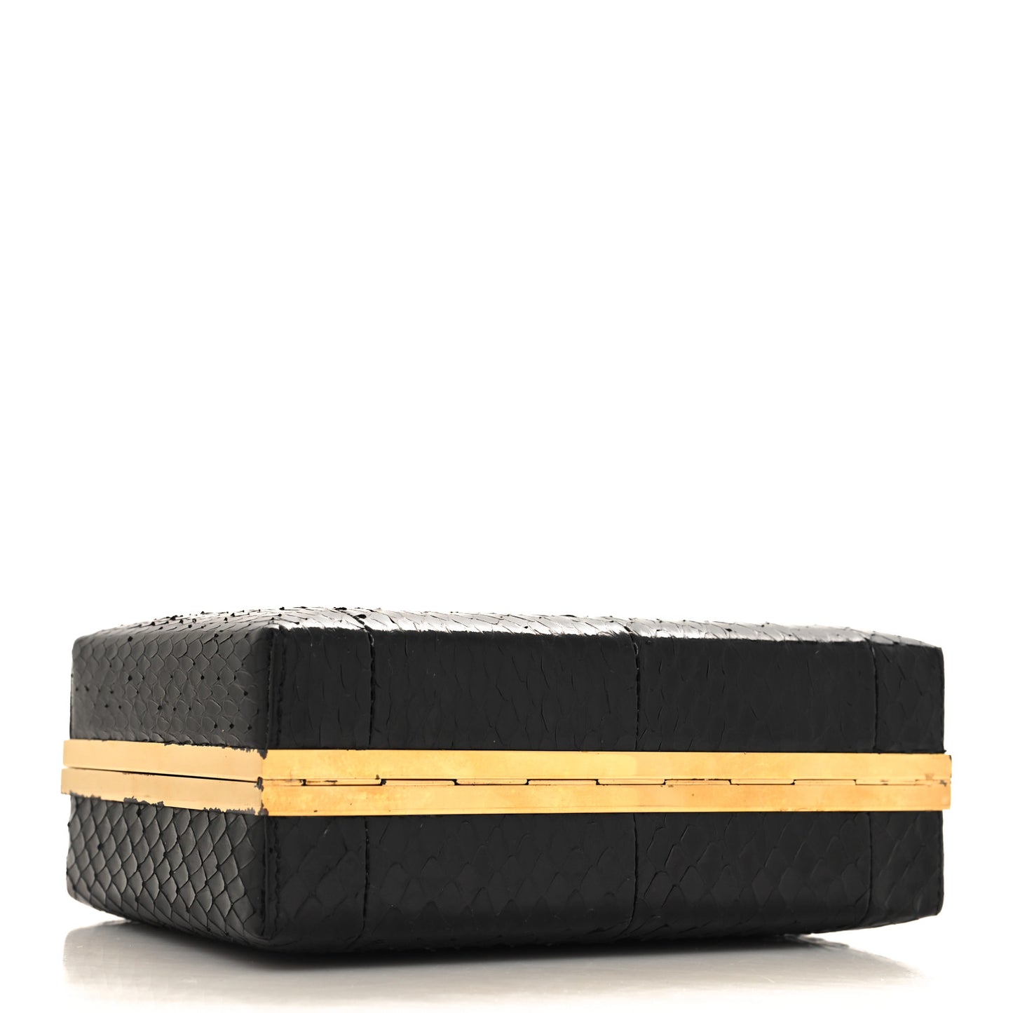 Snakeskin Poppy Cage Knuckle Box Clutch Black