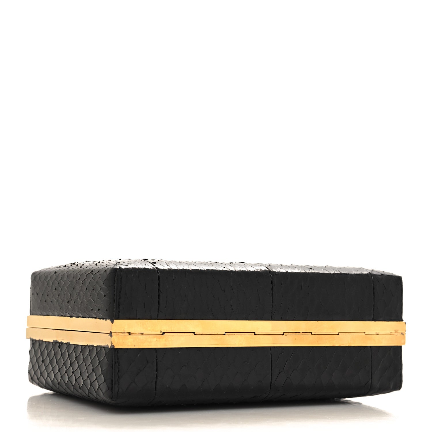 Alexander McQueen Snakeskin Poppy Cage Knuckle Box Clutch Black 4 of 13