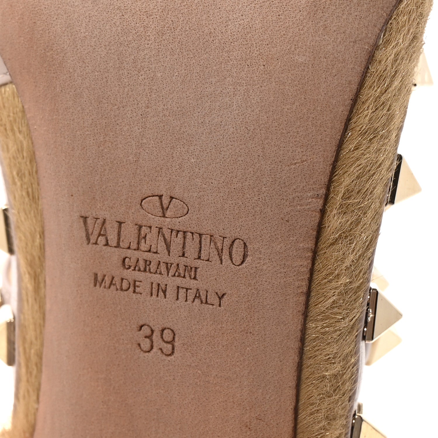 Valentino Garavani Pony Hair Rockstud Ankle Strap Pumps 39 Gold 7 of 9