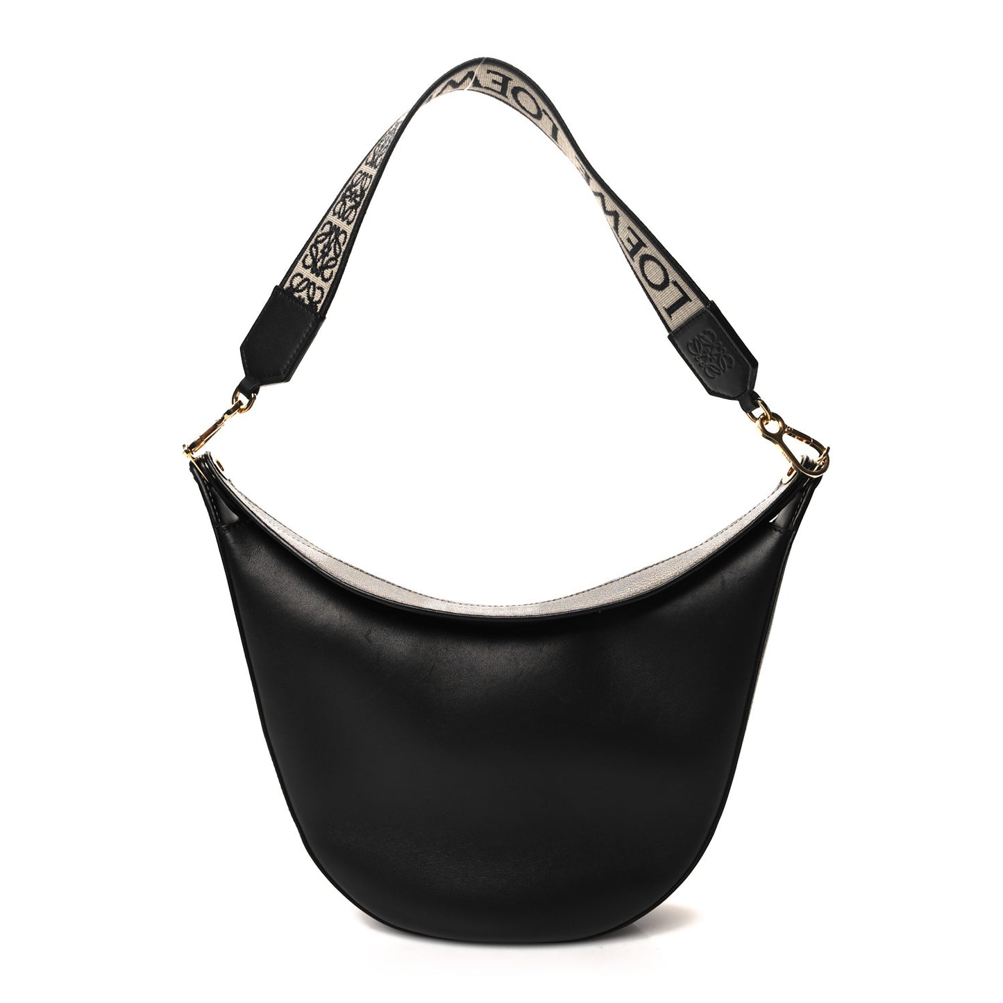 Satin Calfskin Jacquard Luna Bag Black
