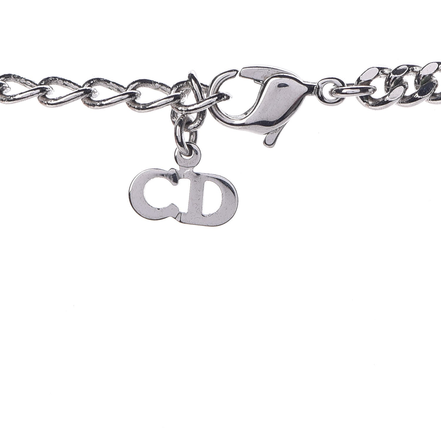 Christian Dior Metal Lock and Key Necklace Silver 5 of 5