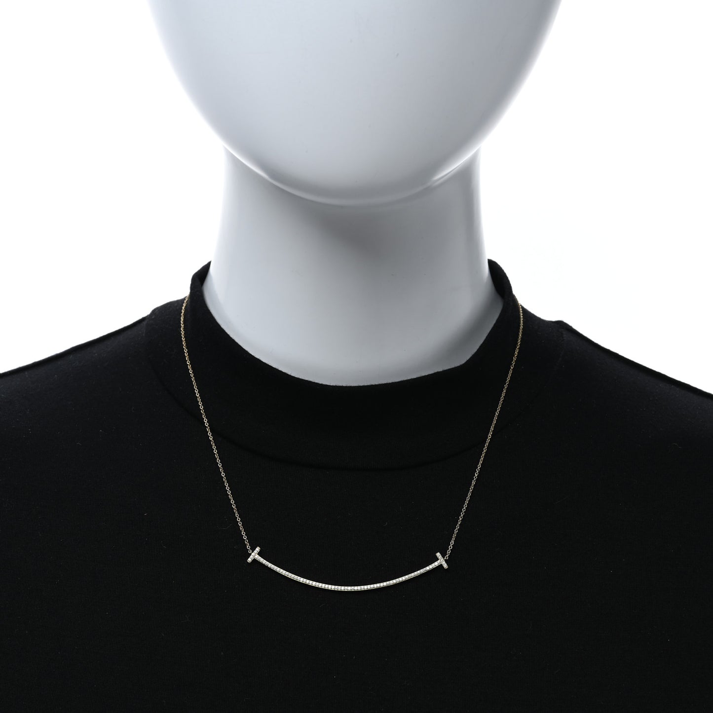 18K Yellow Gold Diamond Large T Smile Pendant Necklace