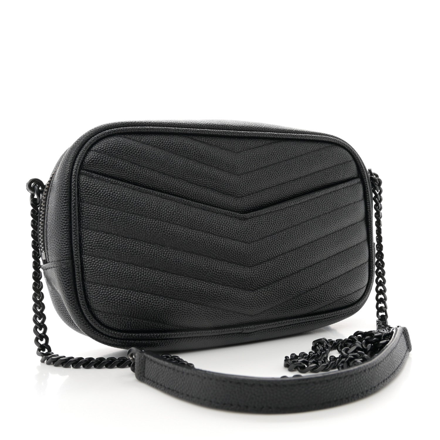 Saint Laurent Grain De Poudre Matelasse Monochrome Monogram Mini Lou Camera Bag Black 3 of 13
