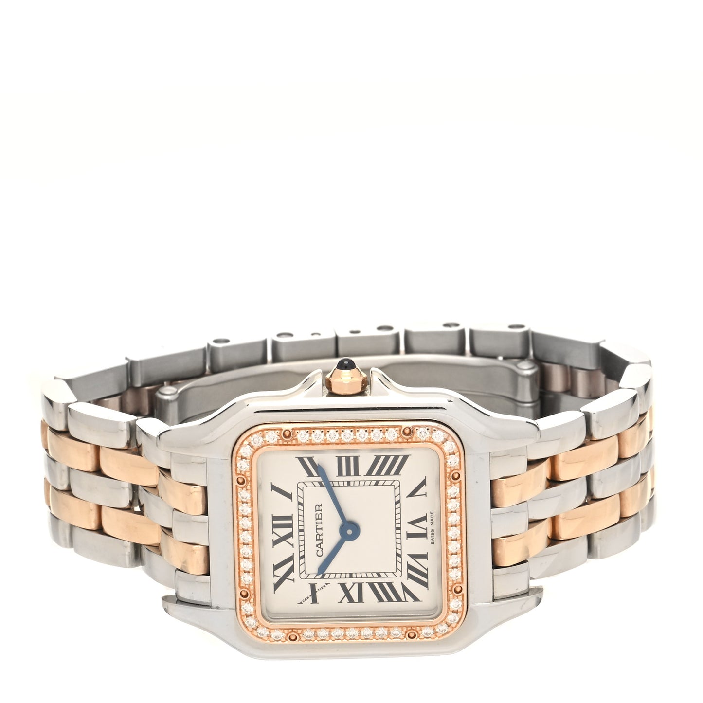 Stainless Steel 18K Pink Gold Diamond 27mm Panthere Quartz Watch