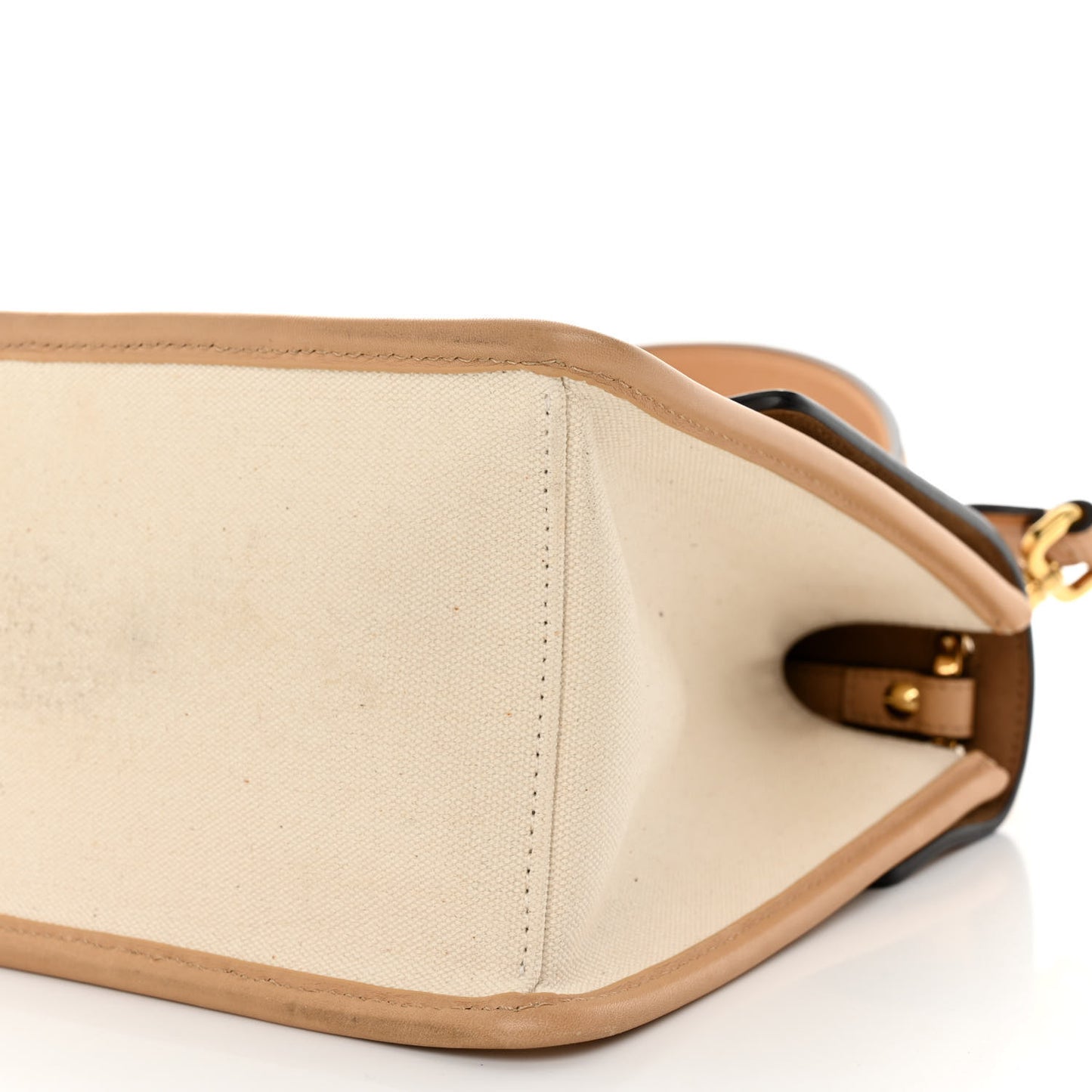 Vitello Cristallo Nature Canvas FF 1974 Embossed Kan U Shoulder Bag Makeup Grezzo