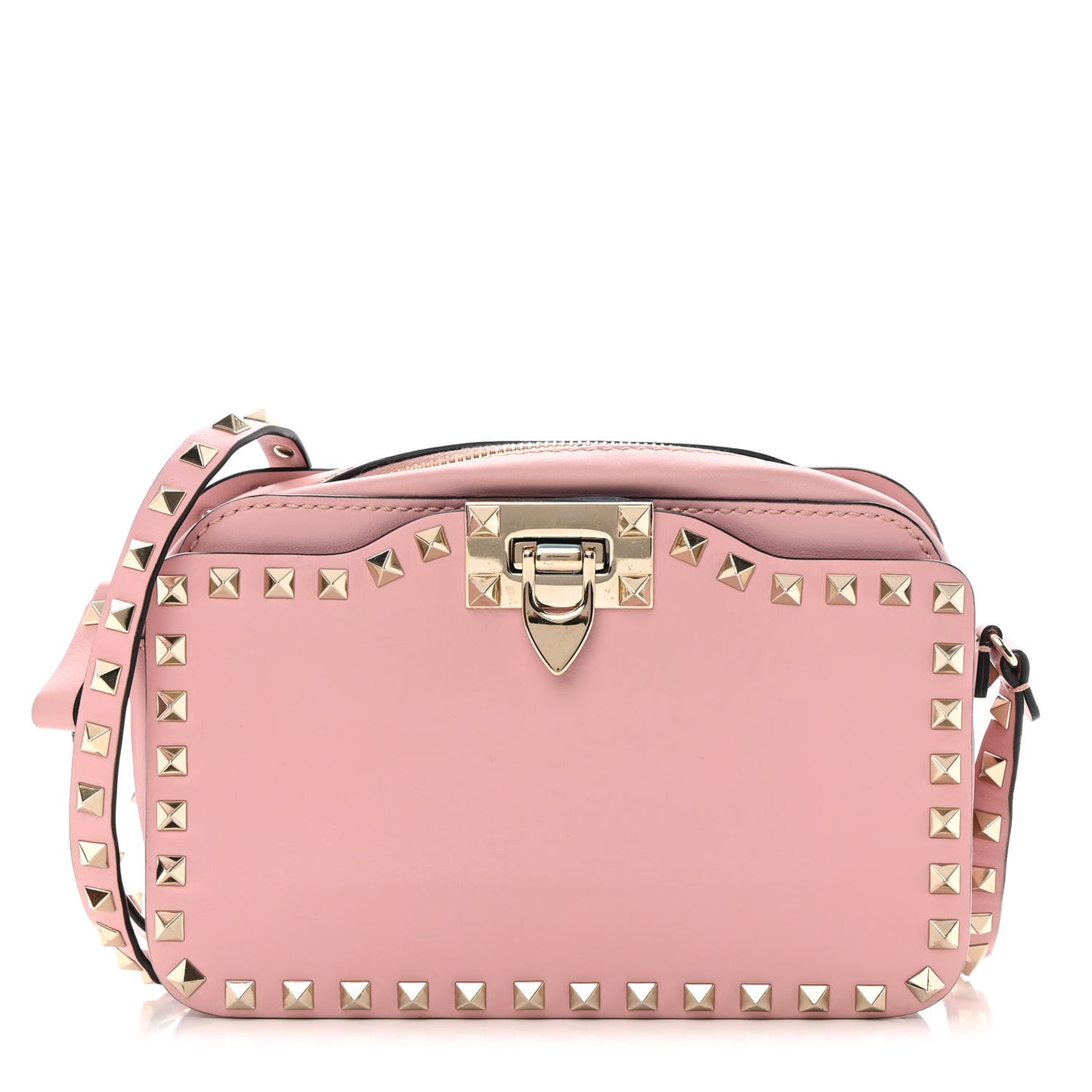Calfskin Rockstud Flip Lock Camera Crossbody Bag Loto