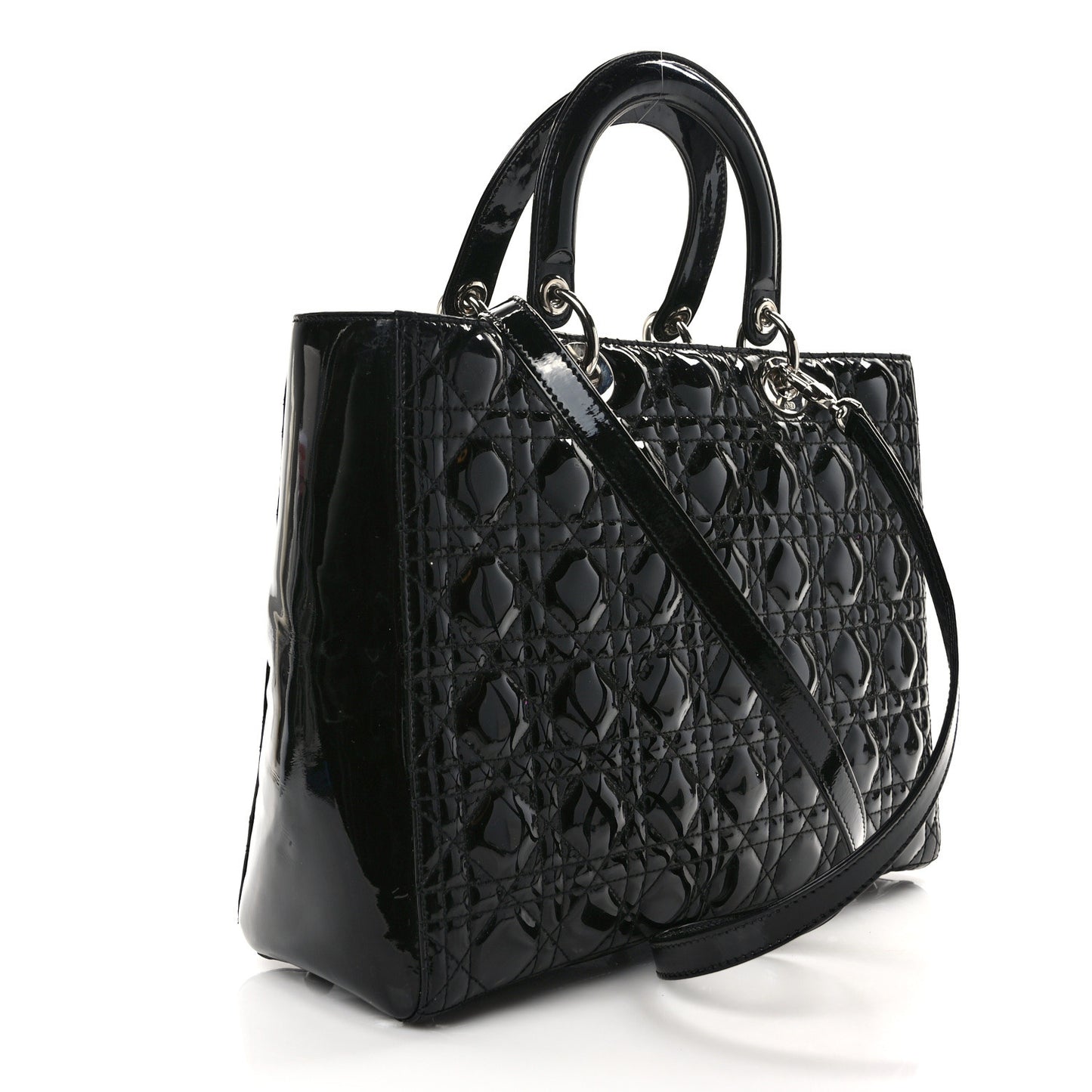 Patent Cannage Large Lady Dior Black