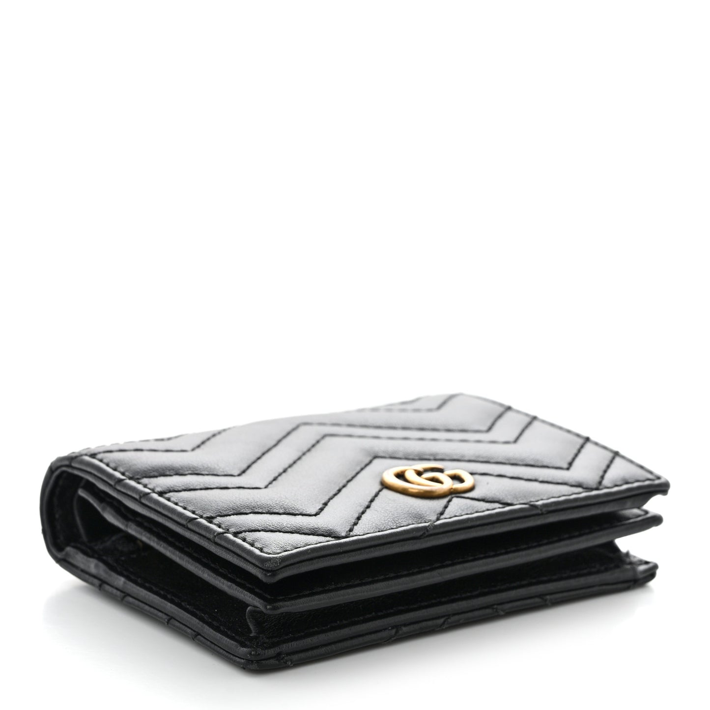 Calfskin Matelasse GG Marmont Card Case Wallet Black