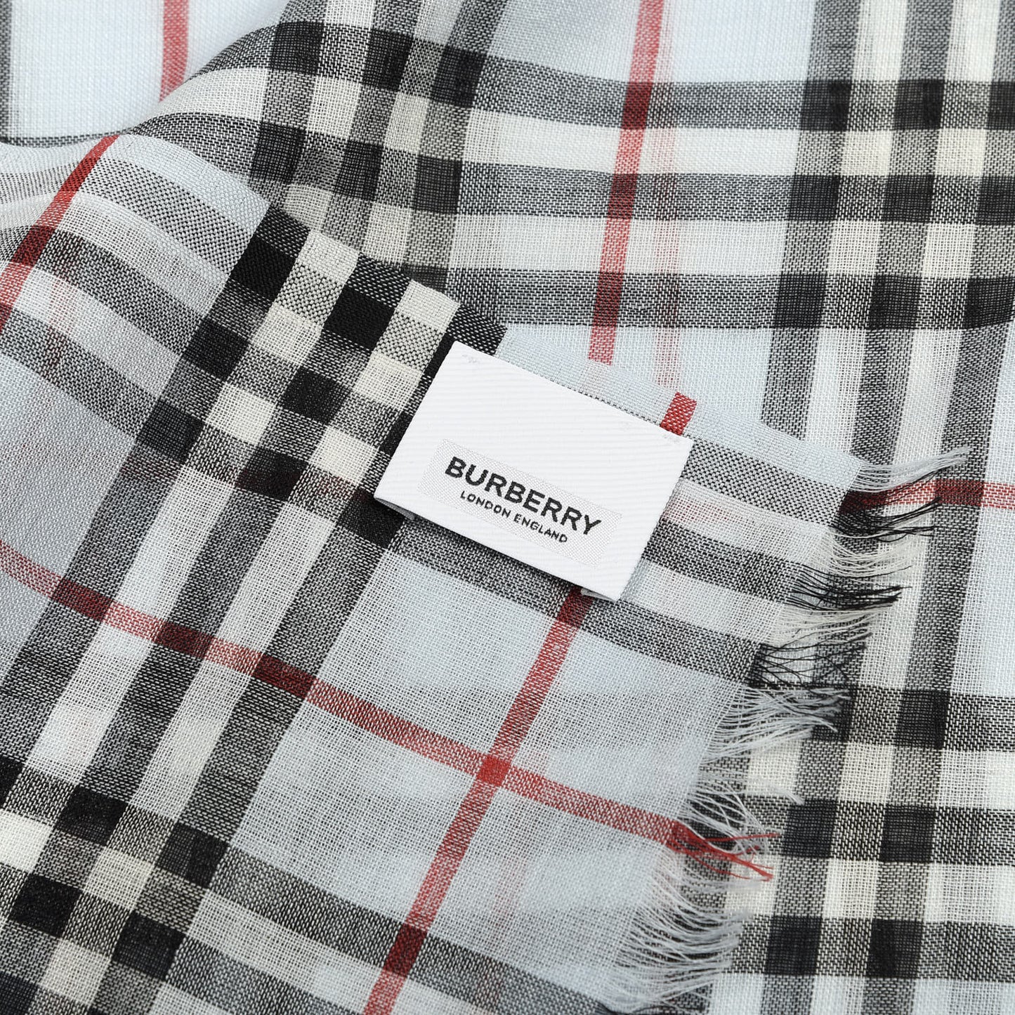 Wool Silk Icon Stripe Vintage Check Lightweight Scarf Blue