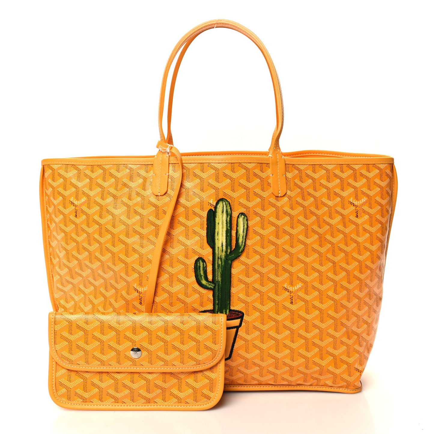 Goyardine Embroidered Cactus Reversible Anjou PM Yellow