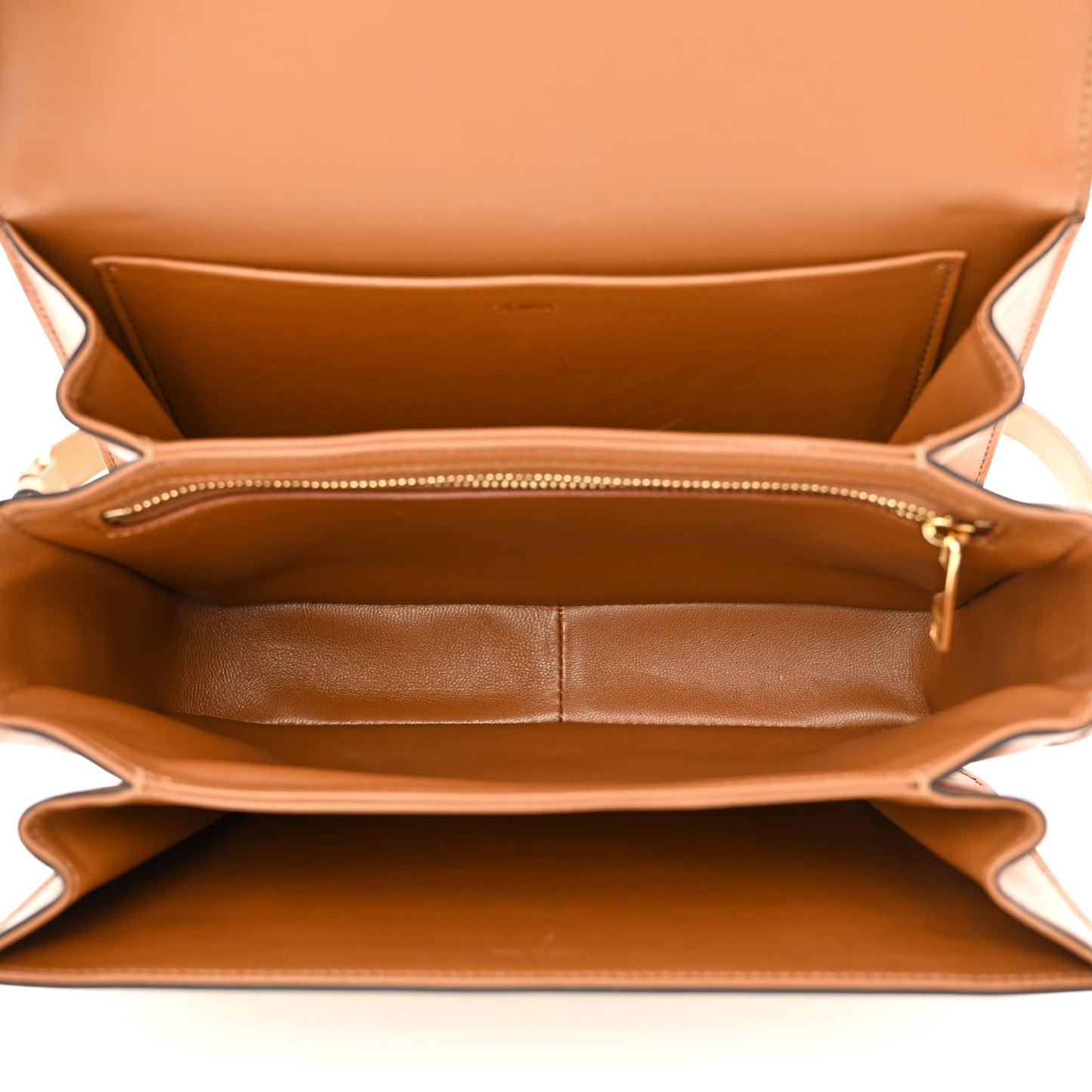 Textile Natural Calfskin Medium Triomphe Bag White Tan
