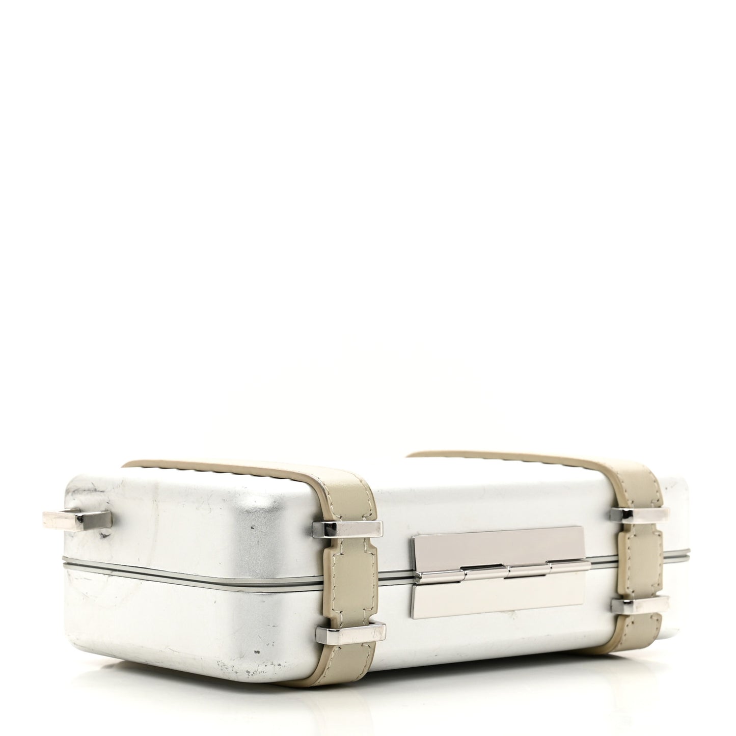 X RIMOWA Aluminum Personal Clutch On Strap Silver