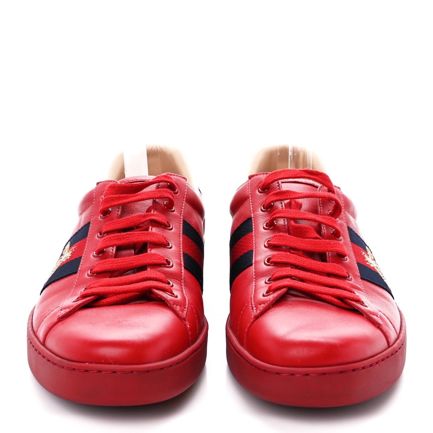 Miro Soft Calfskin Laminated Ayers Web Bee Embroidered Mens Ace Sneakers 12 Hibiscus Red Red Flame Notte