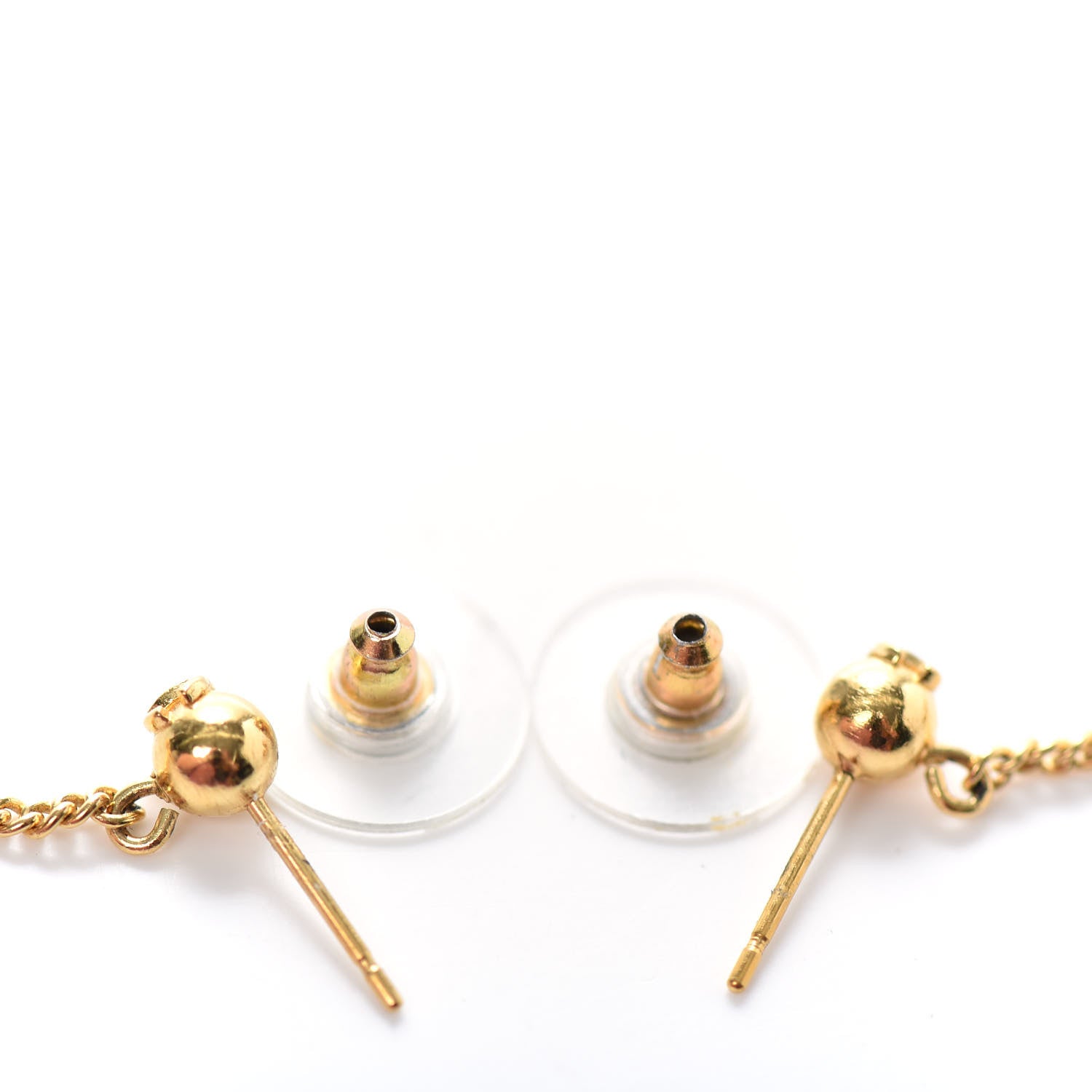 Chanel CC Drop Earrings Matte Gold 3 of 4