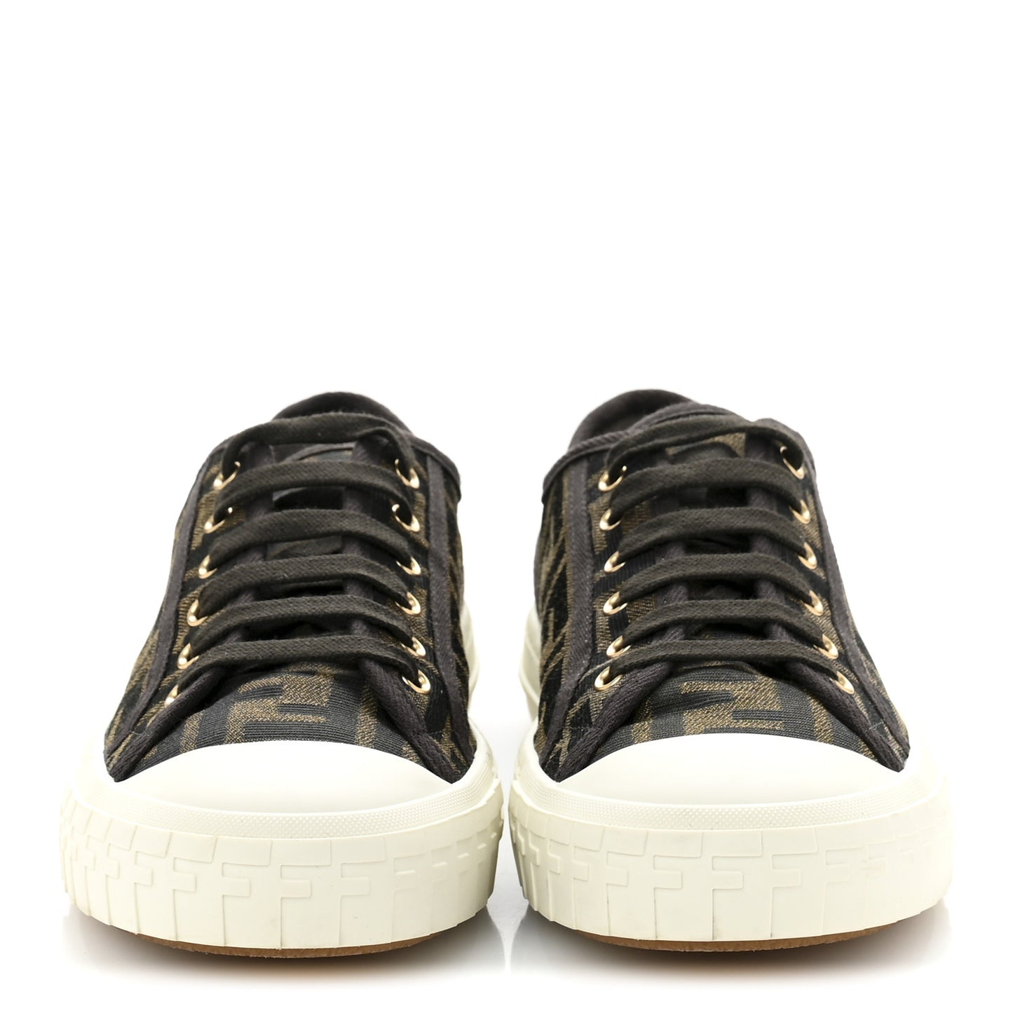Fabric Jacquard FF Womens Domino Low Top Sneakers 39 Tobacco