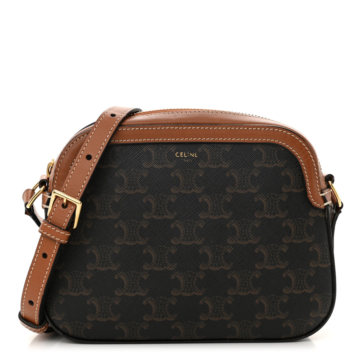 Celine Triomphe Canvas Small Camera Bag Tan 1627017 – FASHIONPHILE