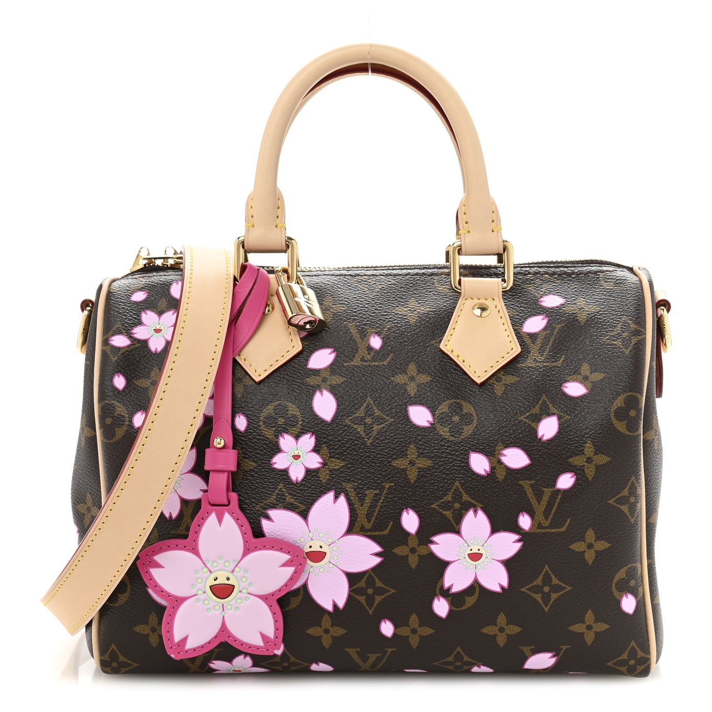 LV X TM Monogram Cherry Blossom Speedy Bandouliere 25 Sakura Brown